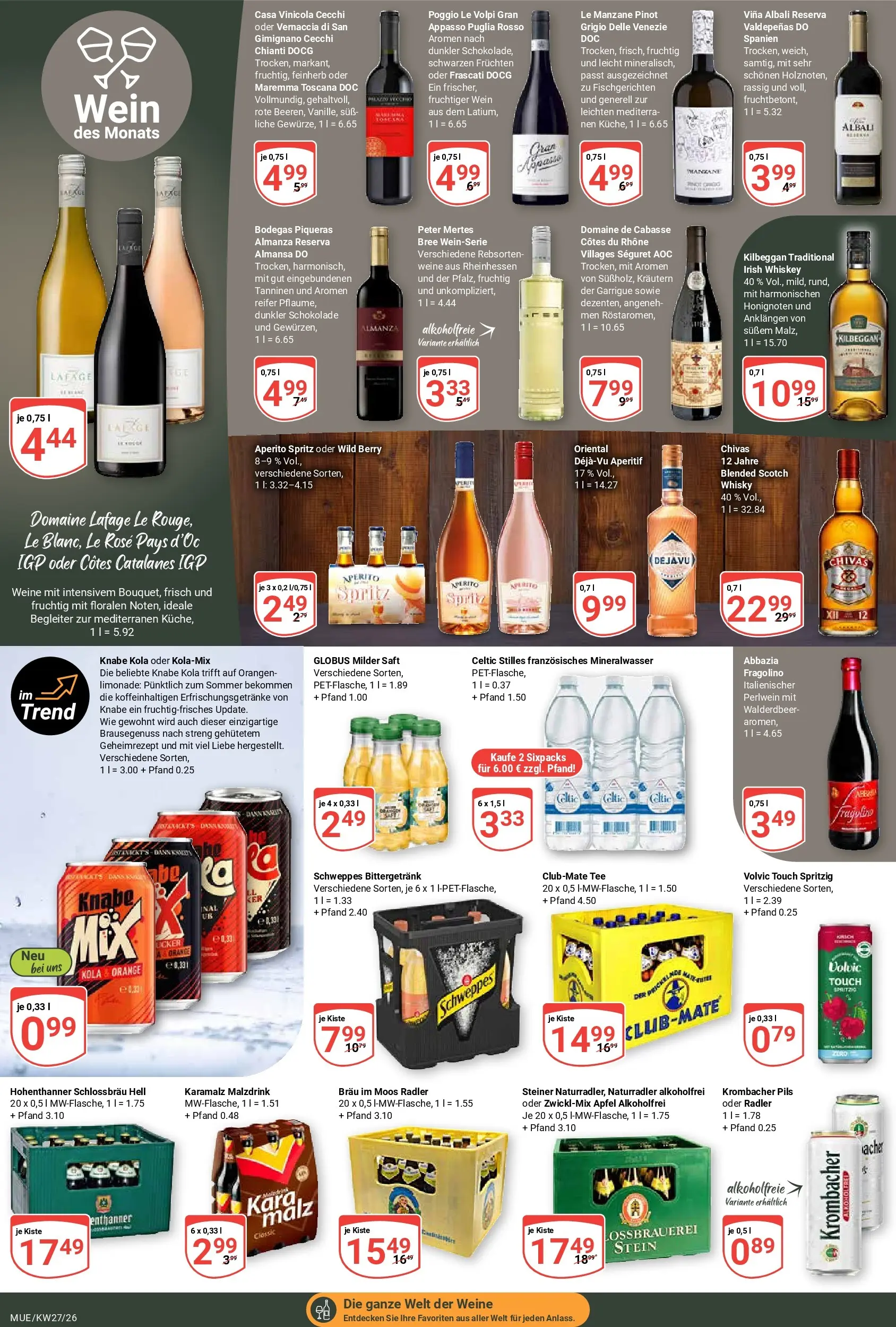 Globus Prospekt Mühldorf (ab 29.06.2026) » Angebote online | Seite: 14 | Produkte: Whisky, Mineralwasser, Radler, Whiskey