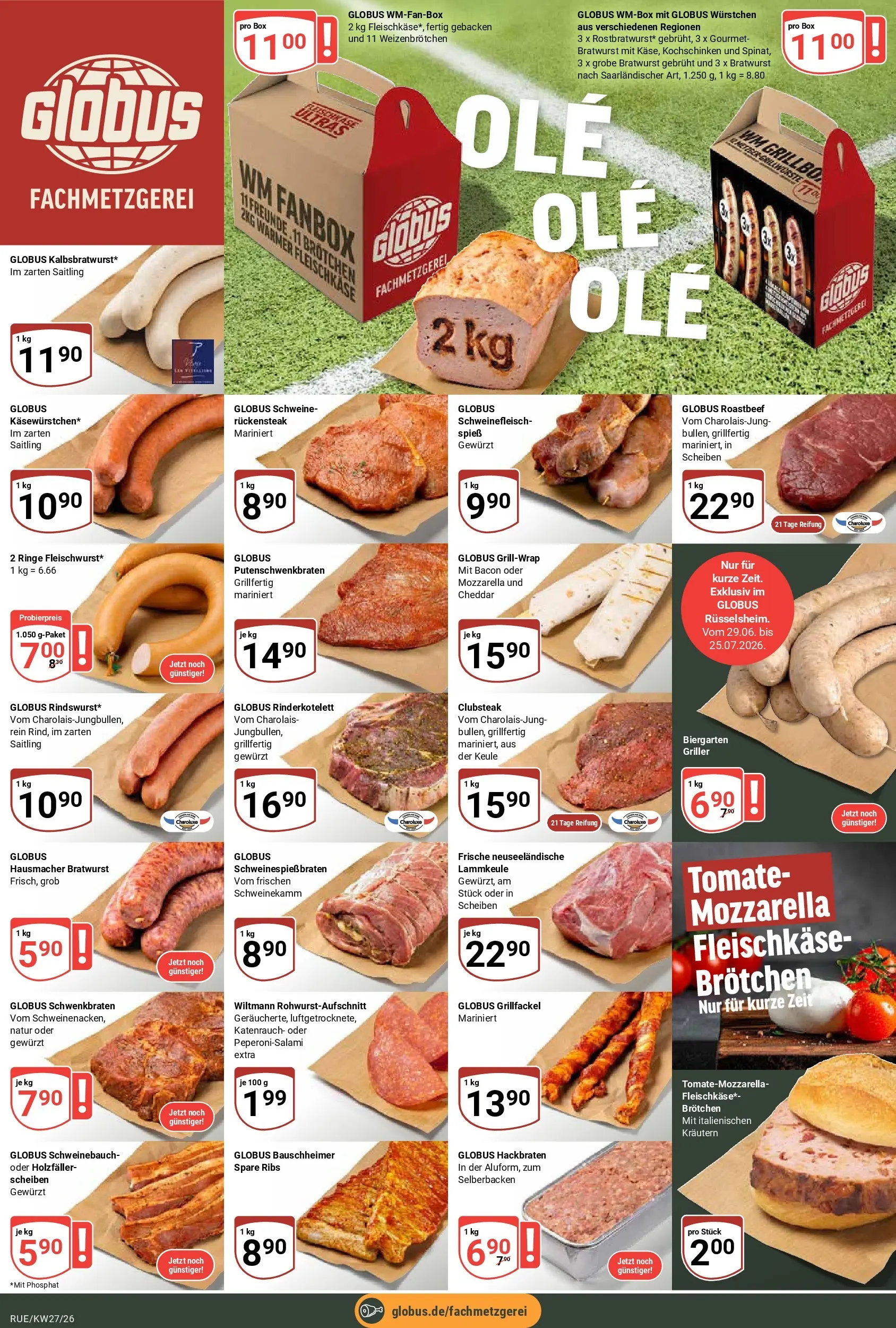 Globus Prospekt Rüsselsheim (ab 29.06.2026) » Angebote online | Seite: 8 | Produkte: Lammkeule, Mozzarella, Bratwurst, Spare ribs