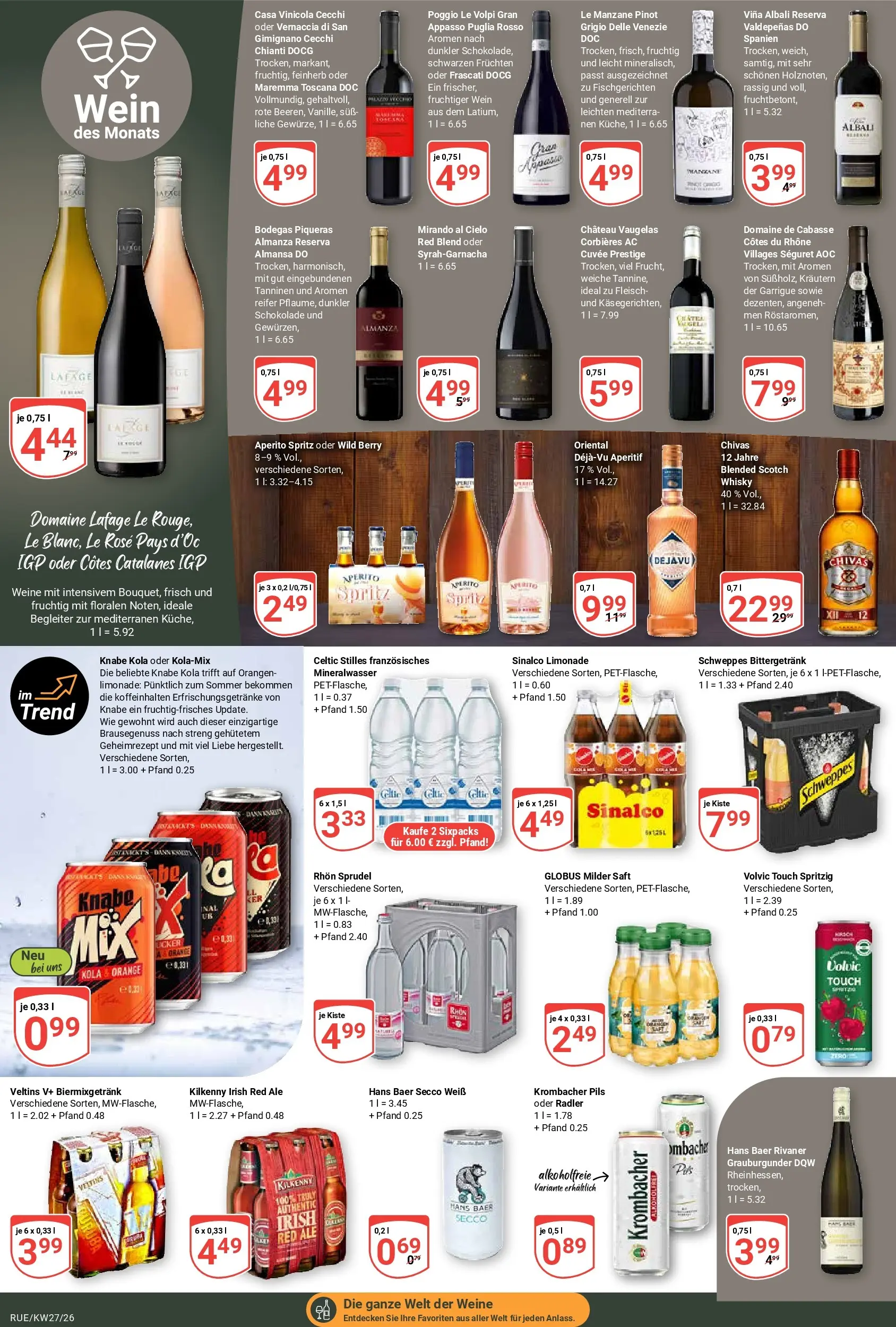 Globus Prospekt Rüsselsheim (ab 29.06.2026) » Angebote online | Seite: 15 | Produkte: Whisky, Limonade, Saft, Volvic