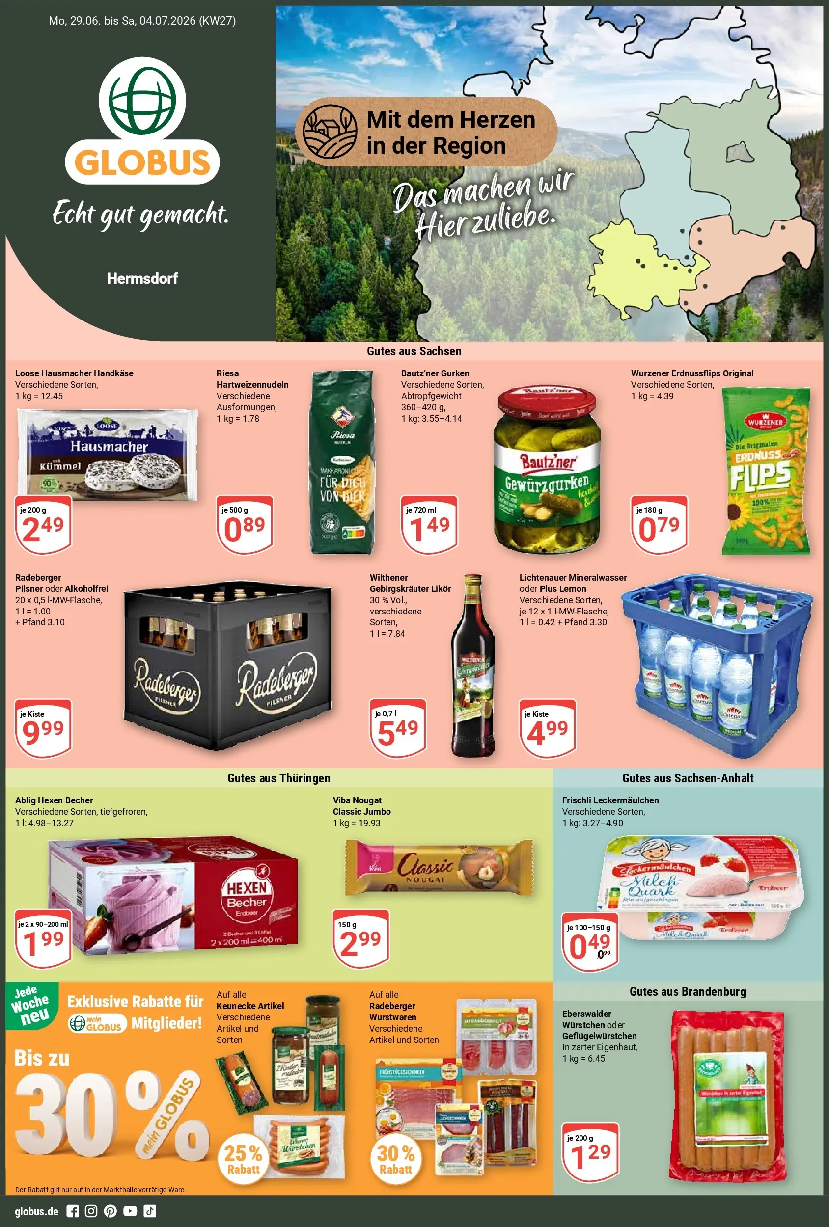 Globus Prospekt Hermsdorf (ab 28.06.2026) » Angebote online | Seite: 5 | Produkte: Milch, Likör, Mineralwasser, Gurken