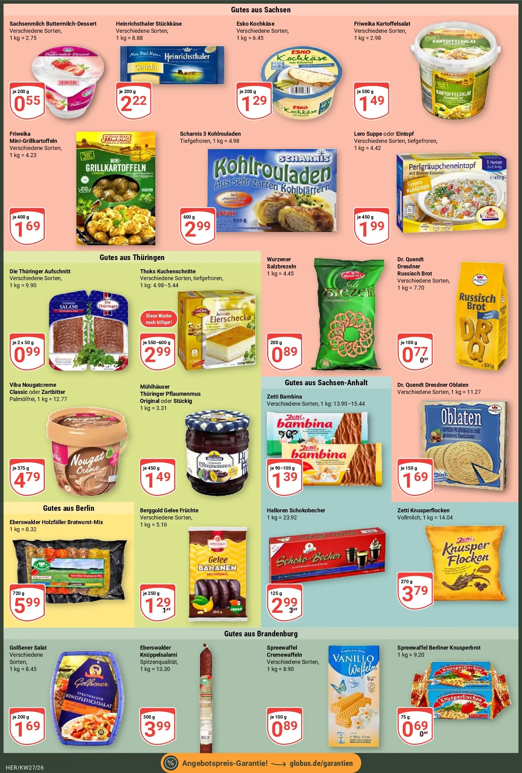 Globus Prospekt Hermsdorf (ab 28.06.2026) » Angebote online | Seite: 6 | Produkte: Bananen, Creme, Flocken, Salat