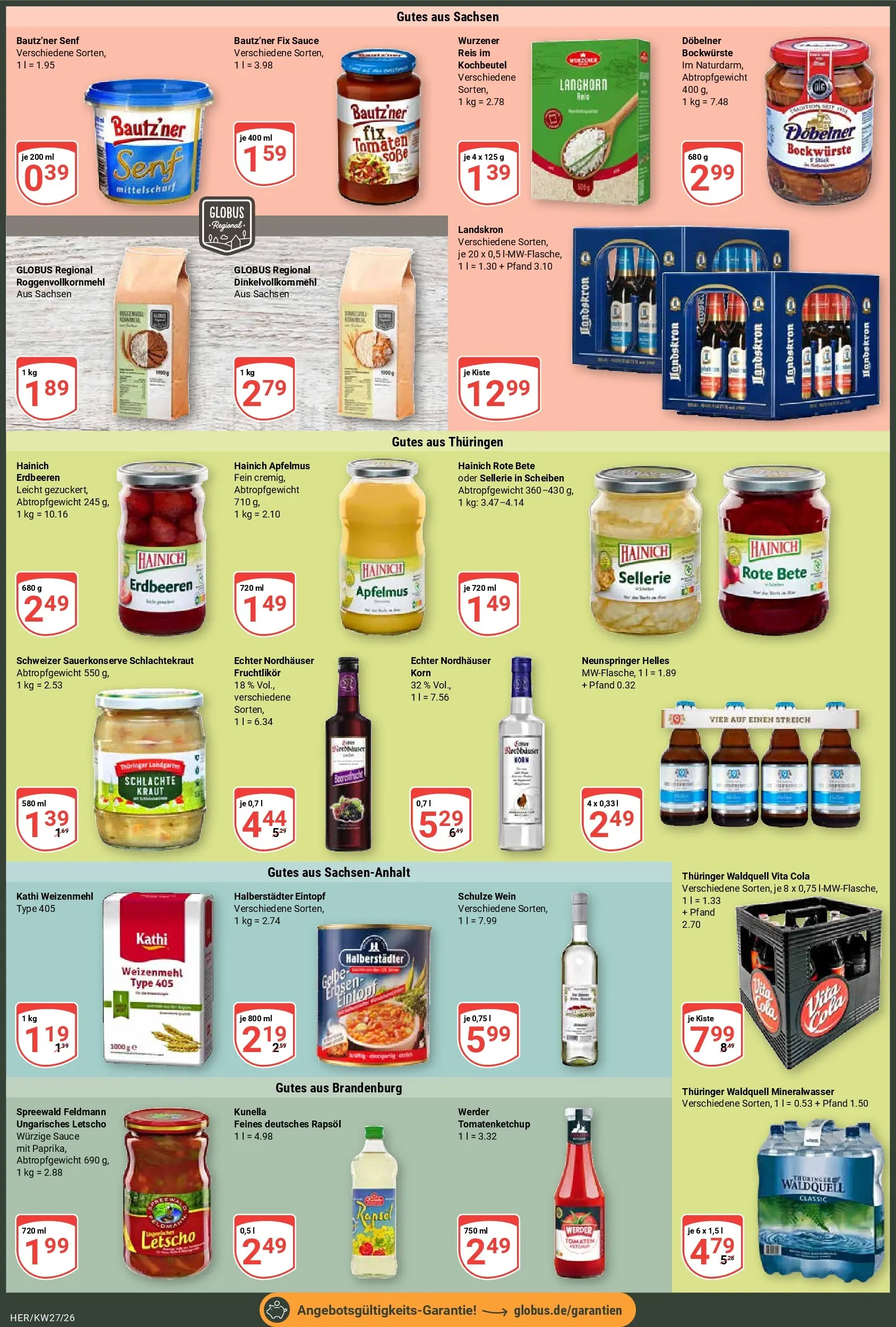 Globus Prospekt Hermsdorf (ab 28.06.2026) » Angebote online | Seite: 7 | Produkte: Mineralwasser, Vita cola, Kraut, Reis