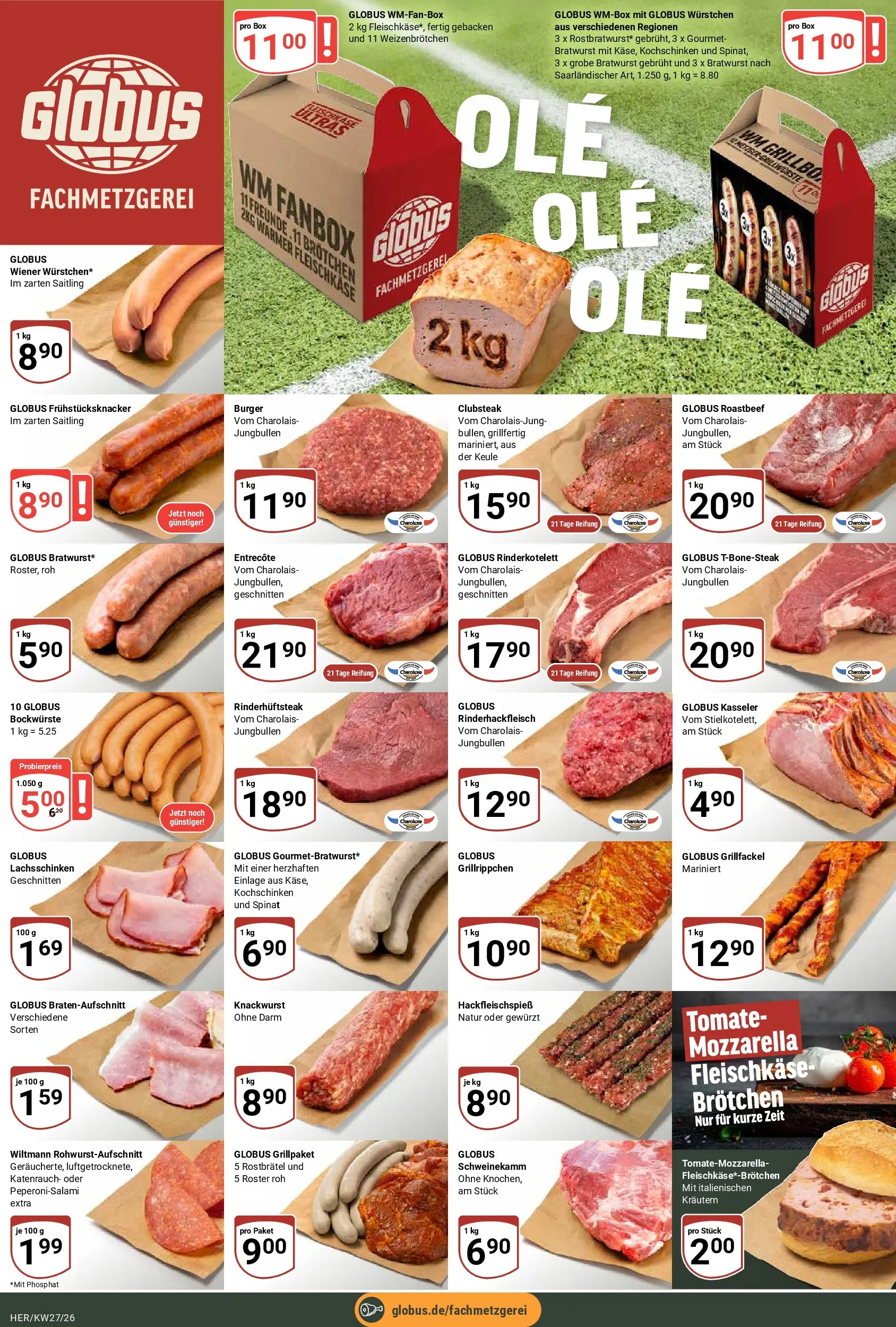 Globus Prospekt Hermsdorf (ab 28.06.2026) » Angebote online | Seite: 13 | Produkte: Mozzarella, Bratwurst, Burger, Roastbeef