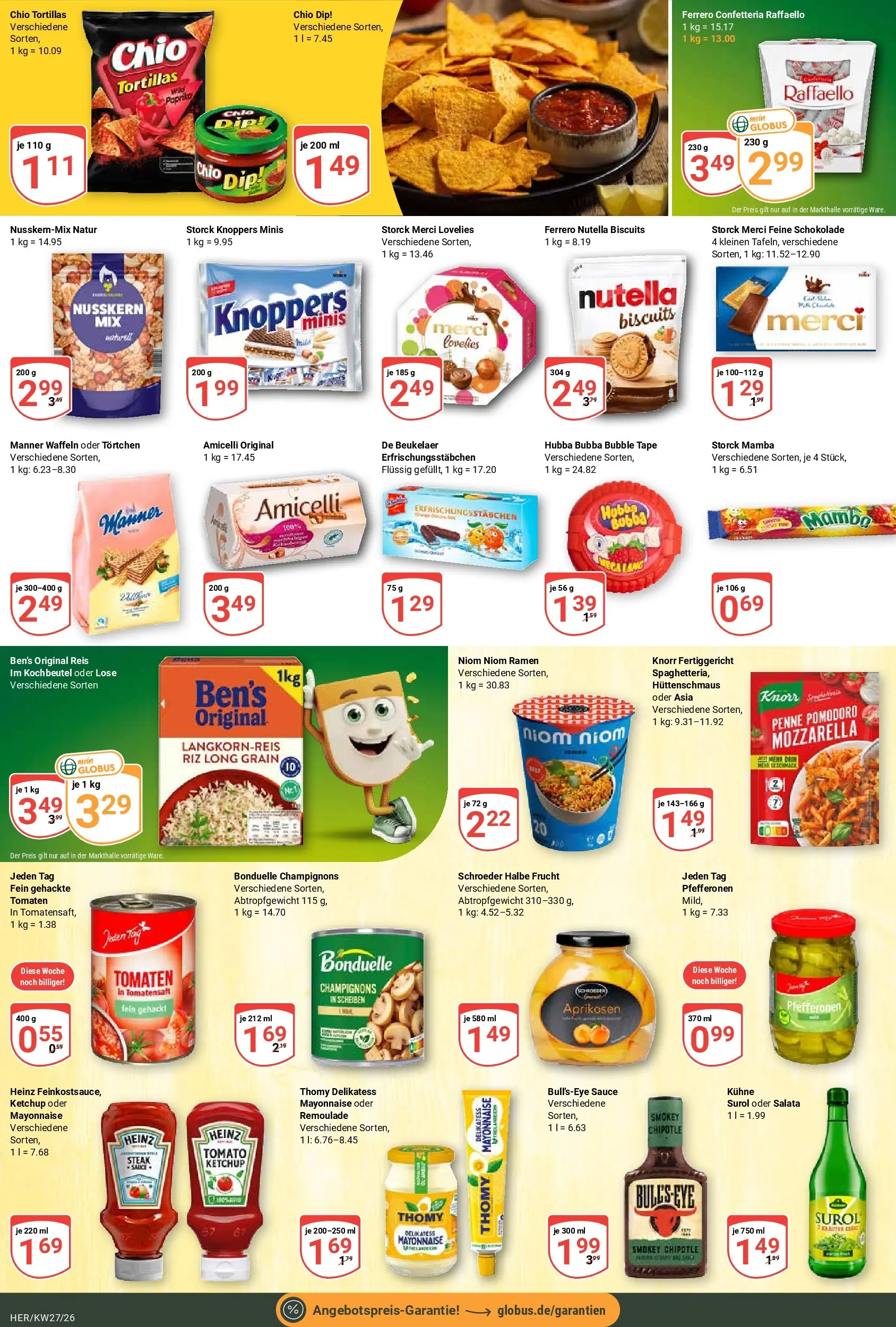 Globus Prospekt Hermsdorf (ab 28.06.2026) » Angebote online | Seite: 19 | Produkte: Merci, Mozzarella, Knoppers, Reis
