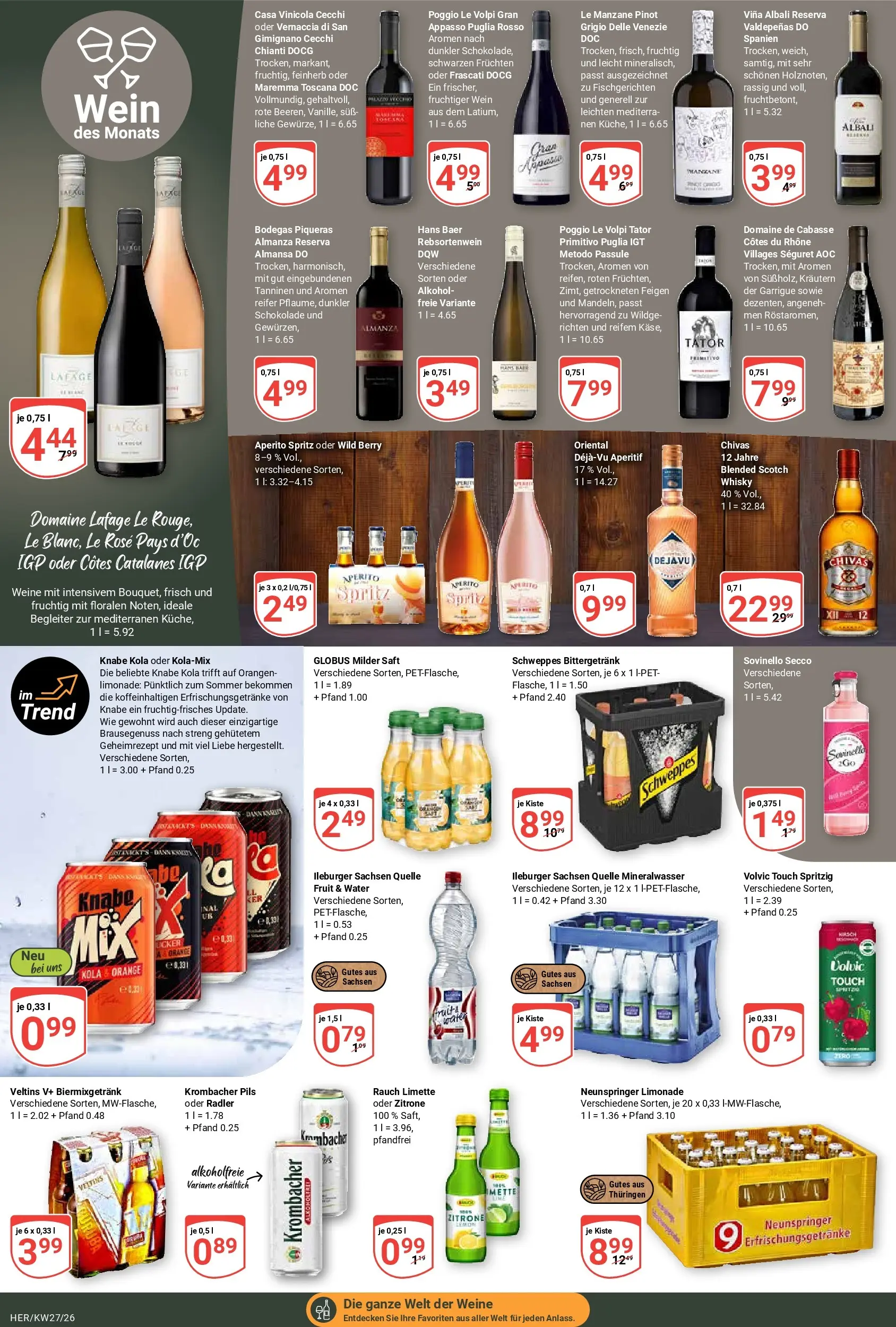 Globus Prospekt Hermsdorf (ab 28.06.2026) » Angebote online | Seite: 22 | Produkte: Pils, Orangen, Radler, Wein