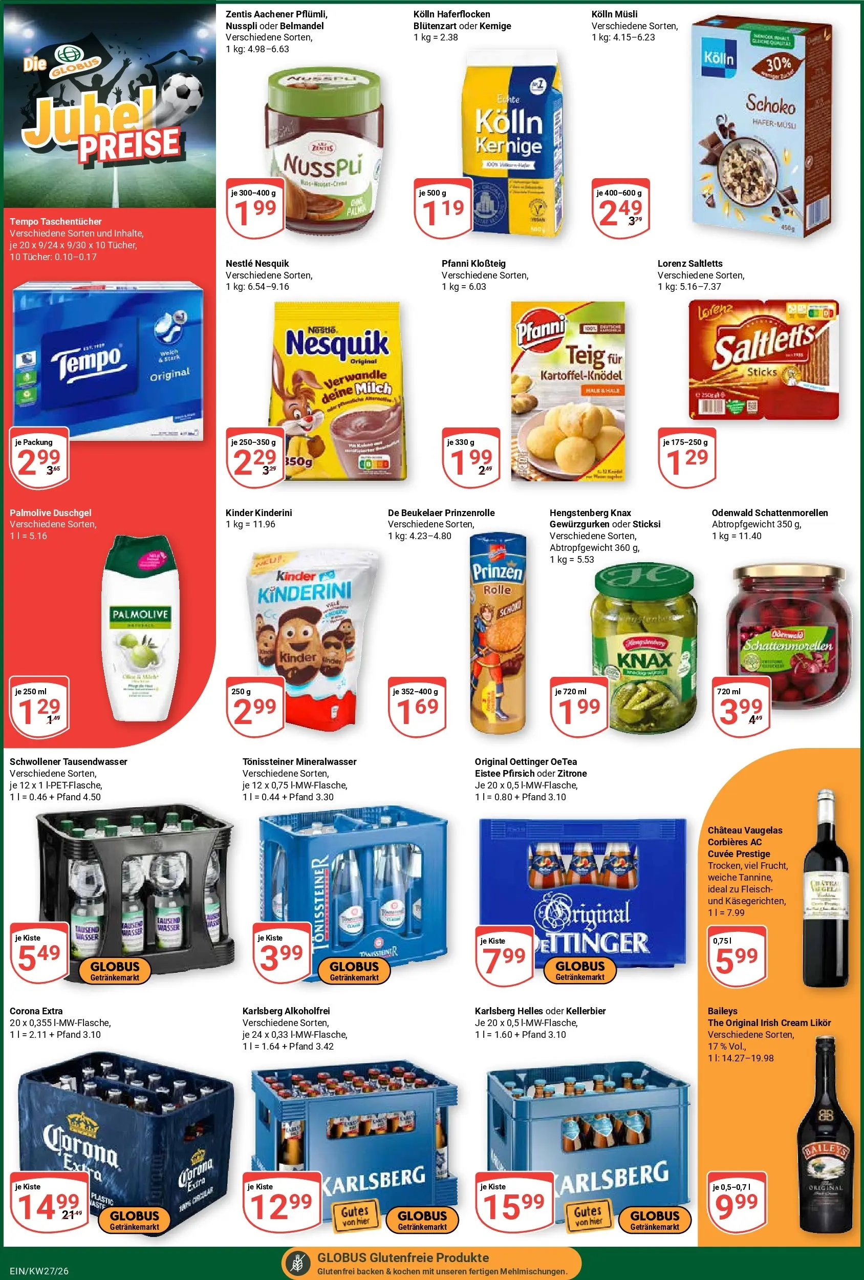 Globus Prospekt Homburg-Einöd (ab 29.06.2026) » Angebote online | Seite: 6 | Produkte: Nesquik, Carlsberg, Oettinger, Pfirsich
