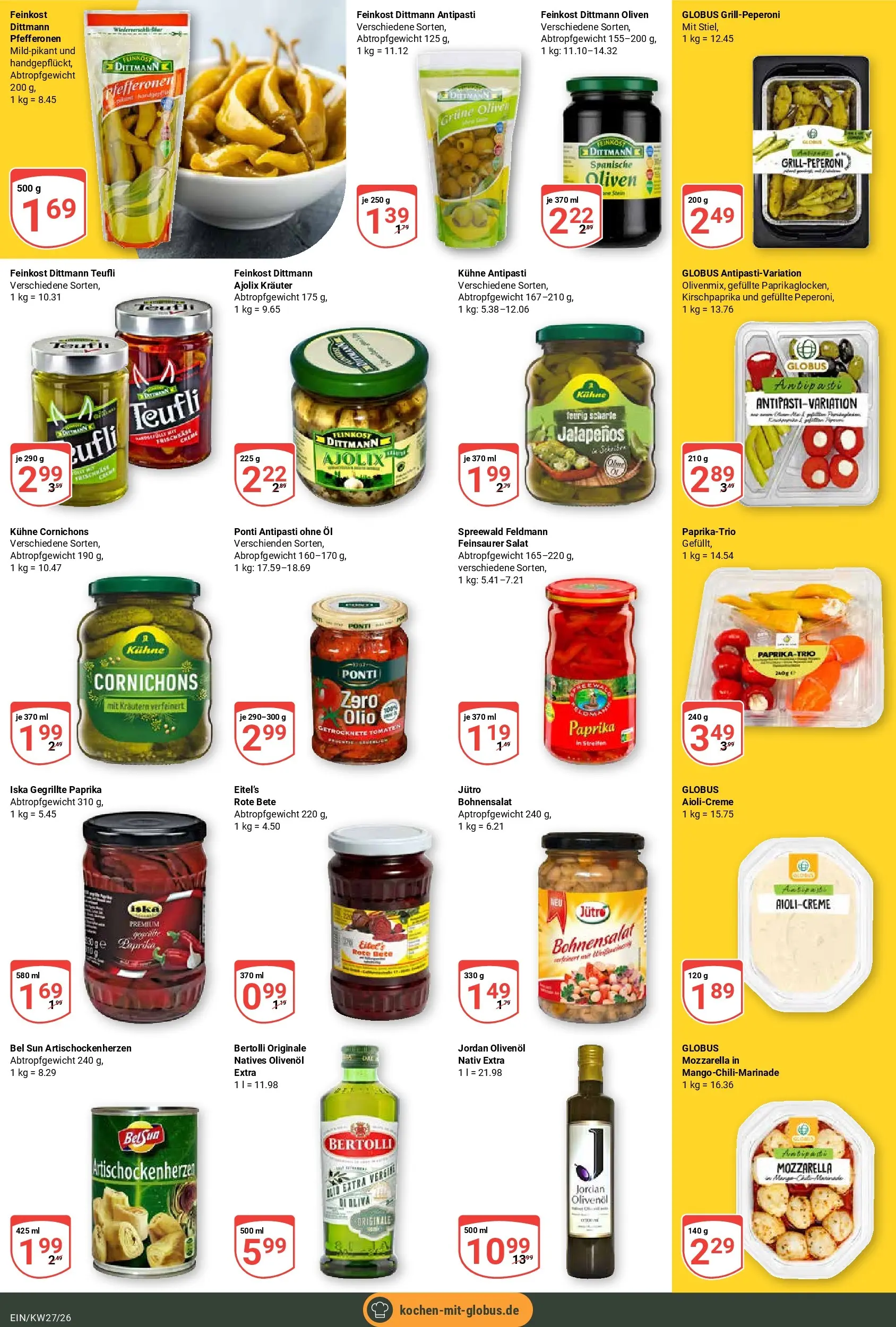 Globus Prospekt Homburg-Einöd (ab 29.06.2026) » Angebote online | Seite: 17 | Produkte: Öl, Mozzarella, Tomaten, Paprika