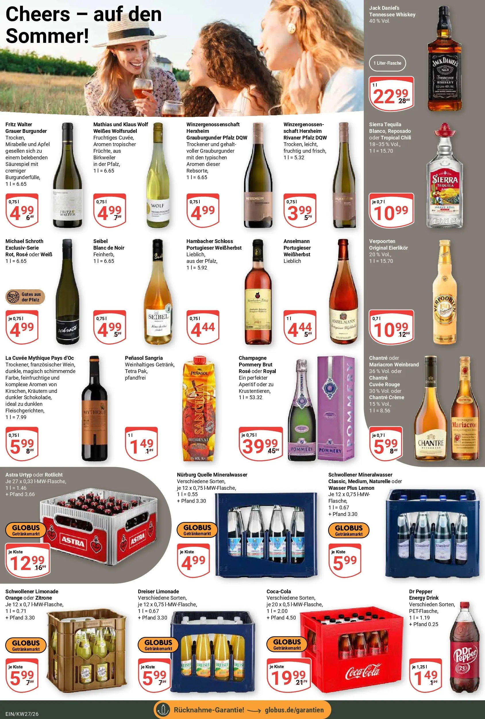 Globus Prospekt Homburg-Einöd (ab 29.06.2026) » Angebote online | Seite: 20 | Produkte: Jack Daniel's, Mineralwasser, Zitrone, Whiskey