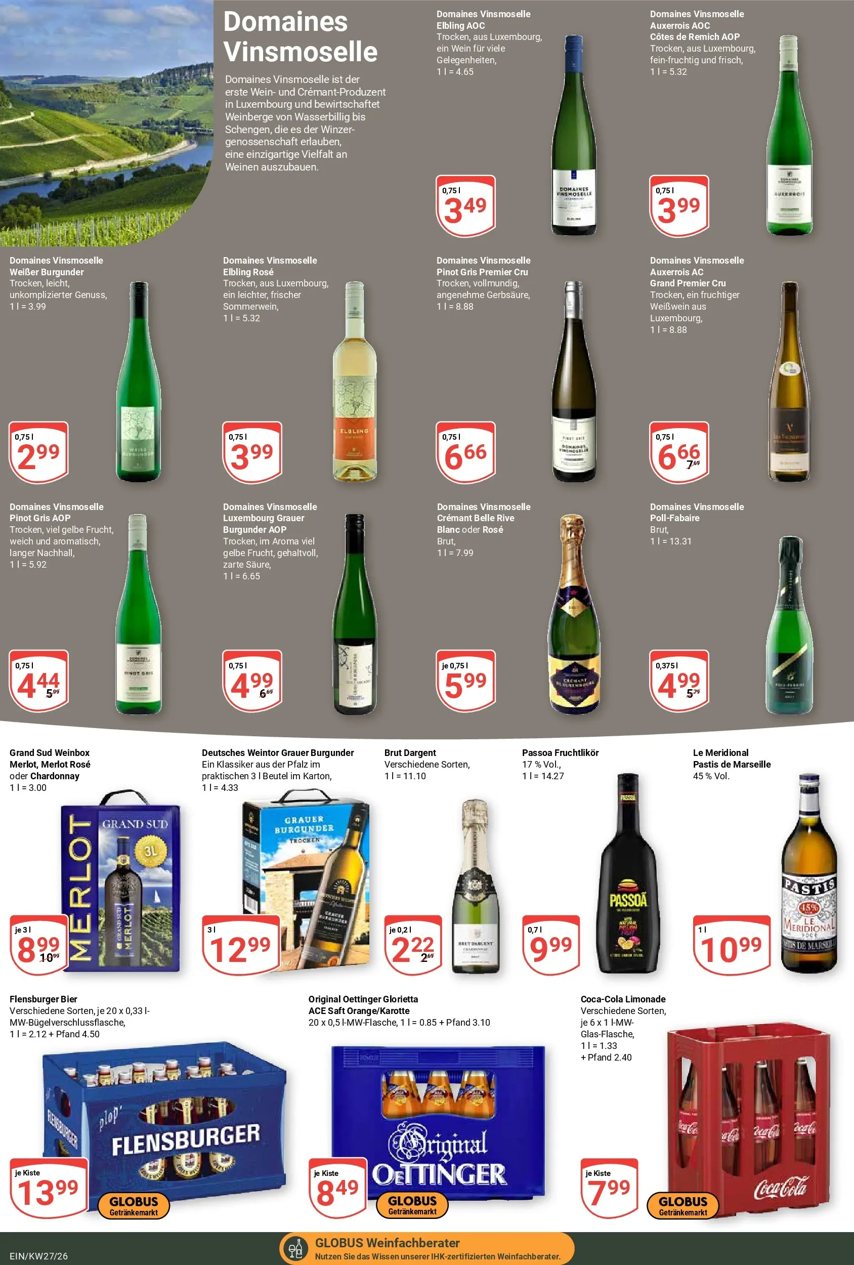 Globus Prospekt Homburg-Einöd (ab 29.06.2026) » Angebote online | Seite: 21 | Produkte: Merlot, Flensburger, Grand sud, Brut dargent