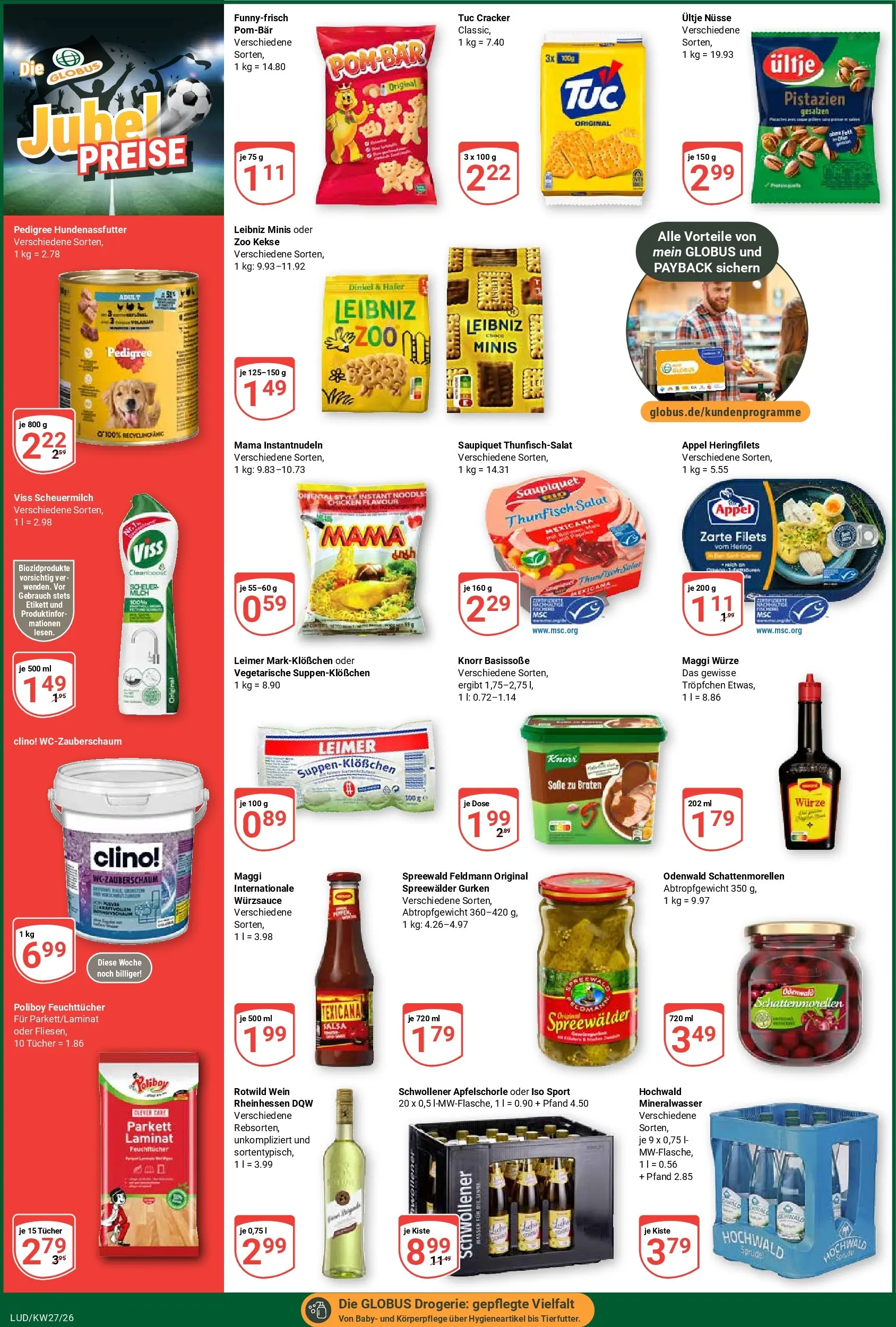 Globus Prospekt Ludwigshafen-Oggersheim (ab 29.06.2026) » Angebote online | Seite: 4 | Produkte: Wasser, Soße, Pedigree, Salat
