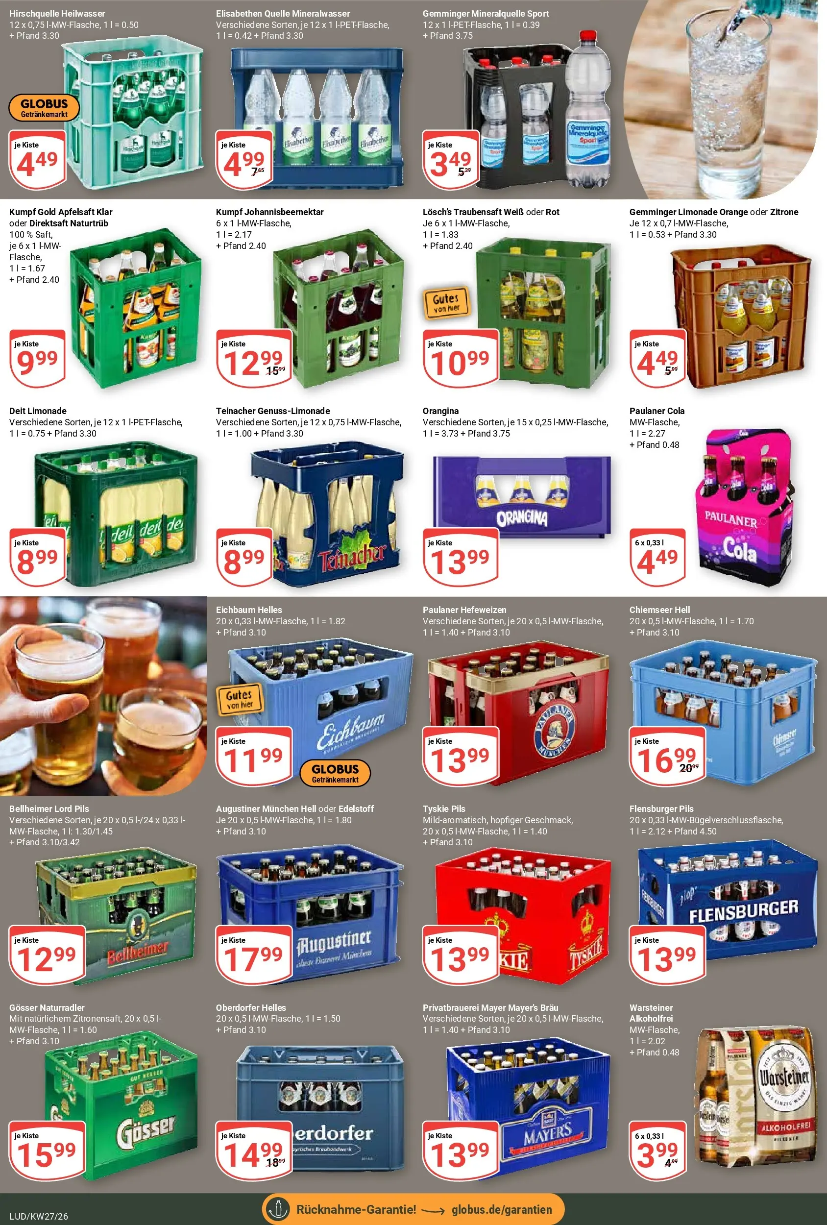 Globus Prospekt Ludwigshafen-Oggersheim (ab 29.06.2026) » Angebote online | Seite: 18 | Produkte: Apfelsaft, Mineralwasser, Zitrone, Paulaner
