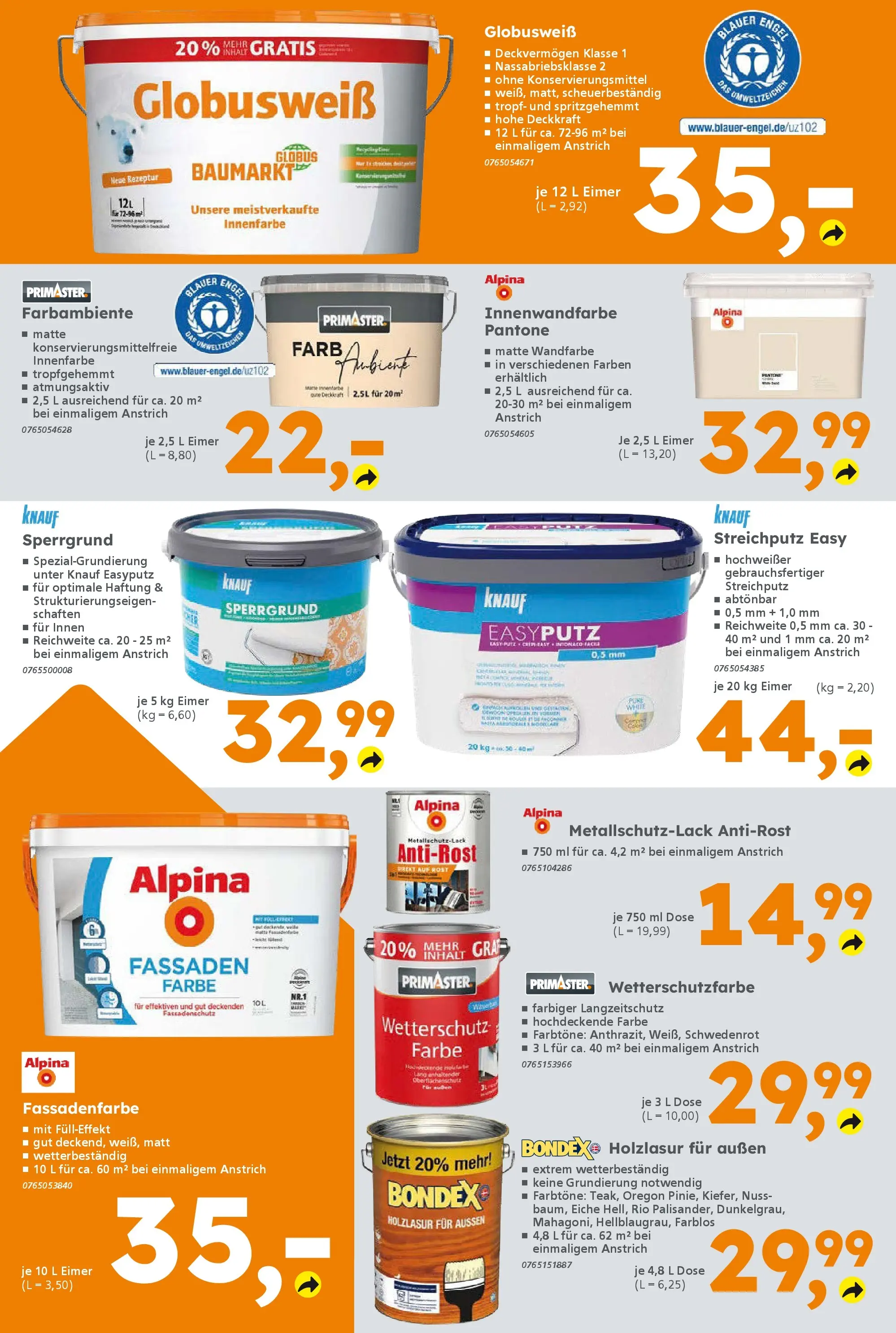 Globus Baumarkt - Globus Baumarkt: Wochenangebote (ab 28.06.2026) zum Blättern | Seite: 10 | Produkte: Wandfarbe