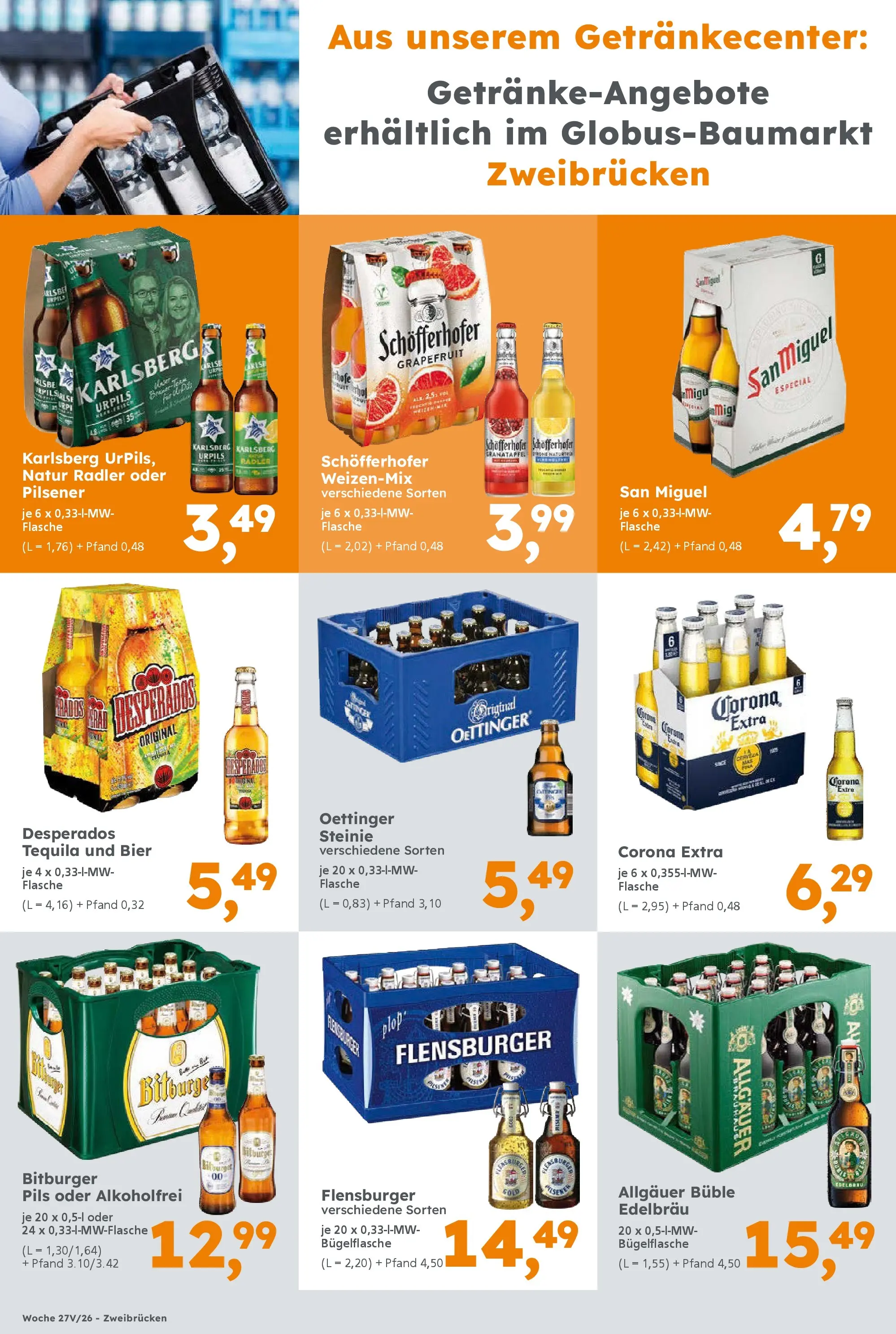 Globus Baumarkt - Globus Baumarkt: Wochenangebote (ab 28.06.2026) zum Blättern | Seite: 16 | Produkte: Bitburger, Bier, Pils, Flensburger