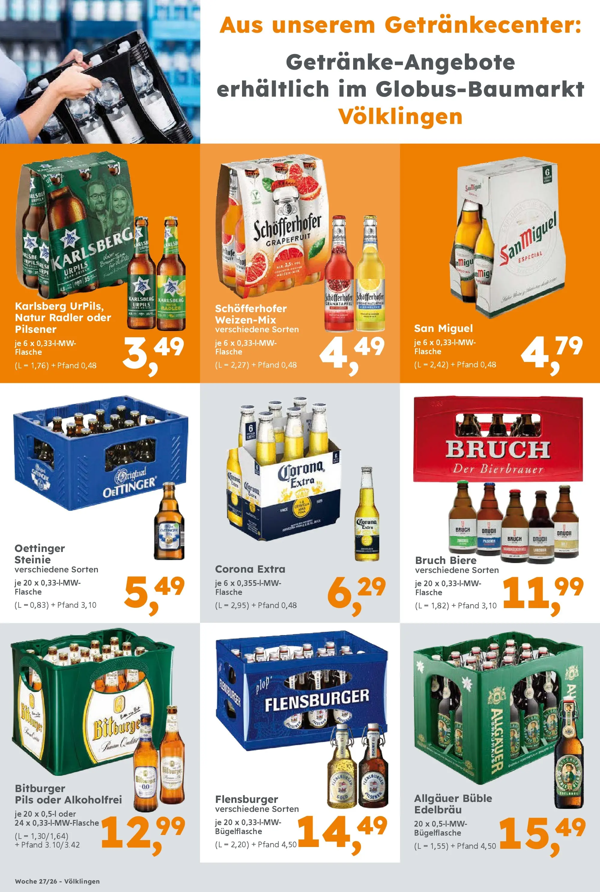 Globus Baumarkt - Globus Baumarkt: Wochenangebote (ab 28.06.2026) zum Blättern | Seite: 16 | Produkte: Bitburger, Oettinger, Flensburger, Radler