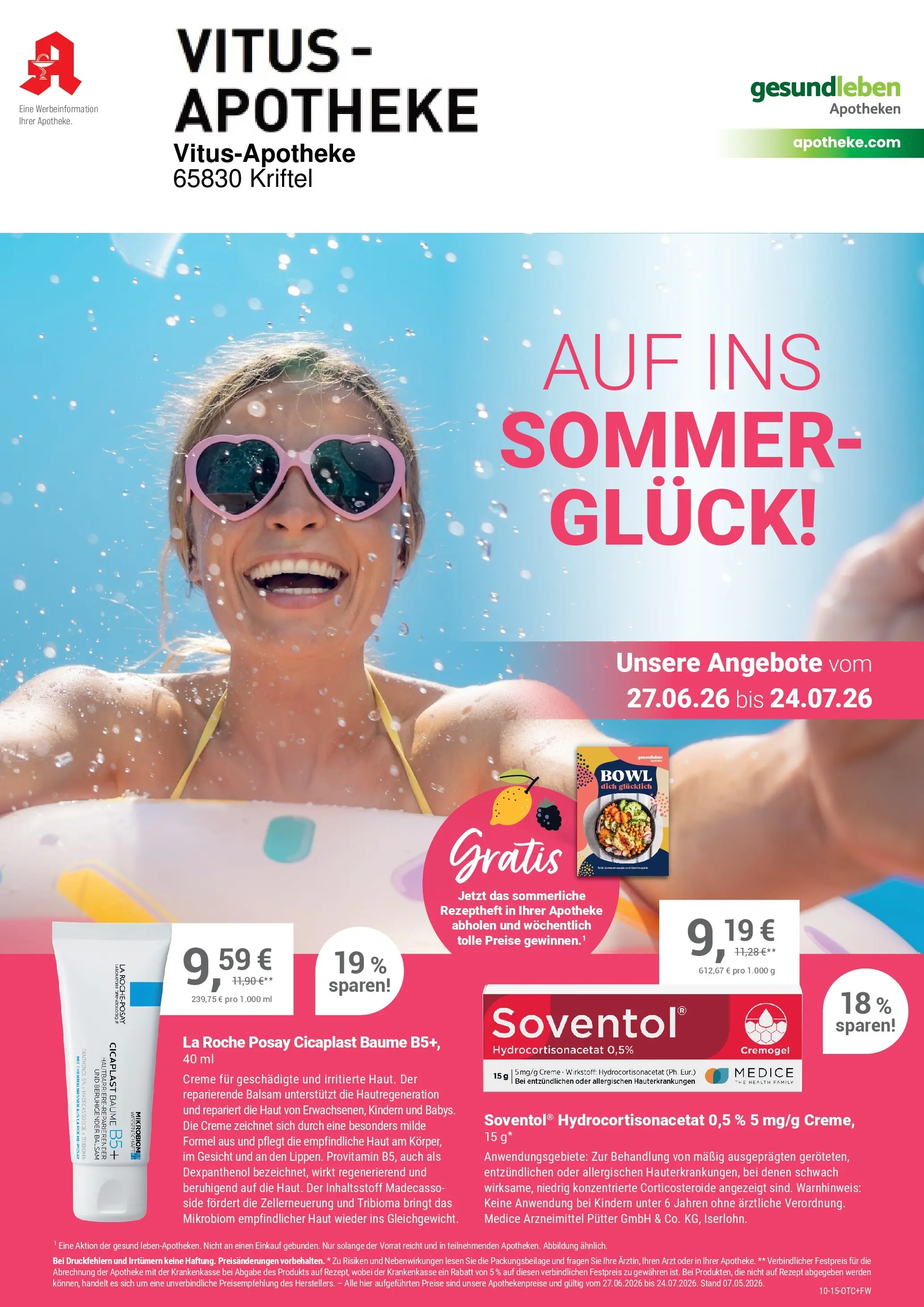 Angebote - Ihre Apotheke vor Ort: Jetzt alle Angebote auch online entdecken! (ab 26.06.2026) zum Blättern | Seite: 1 | Produkte: Creme, Wasser