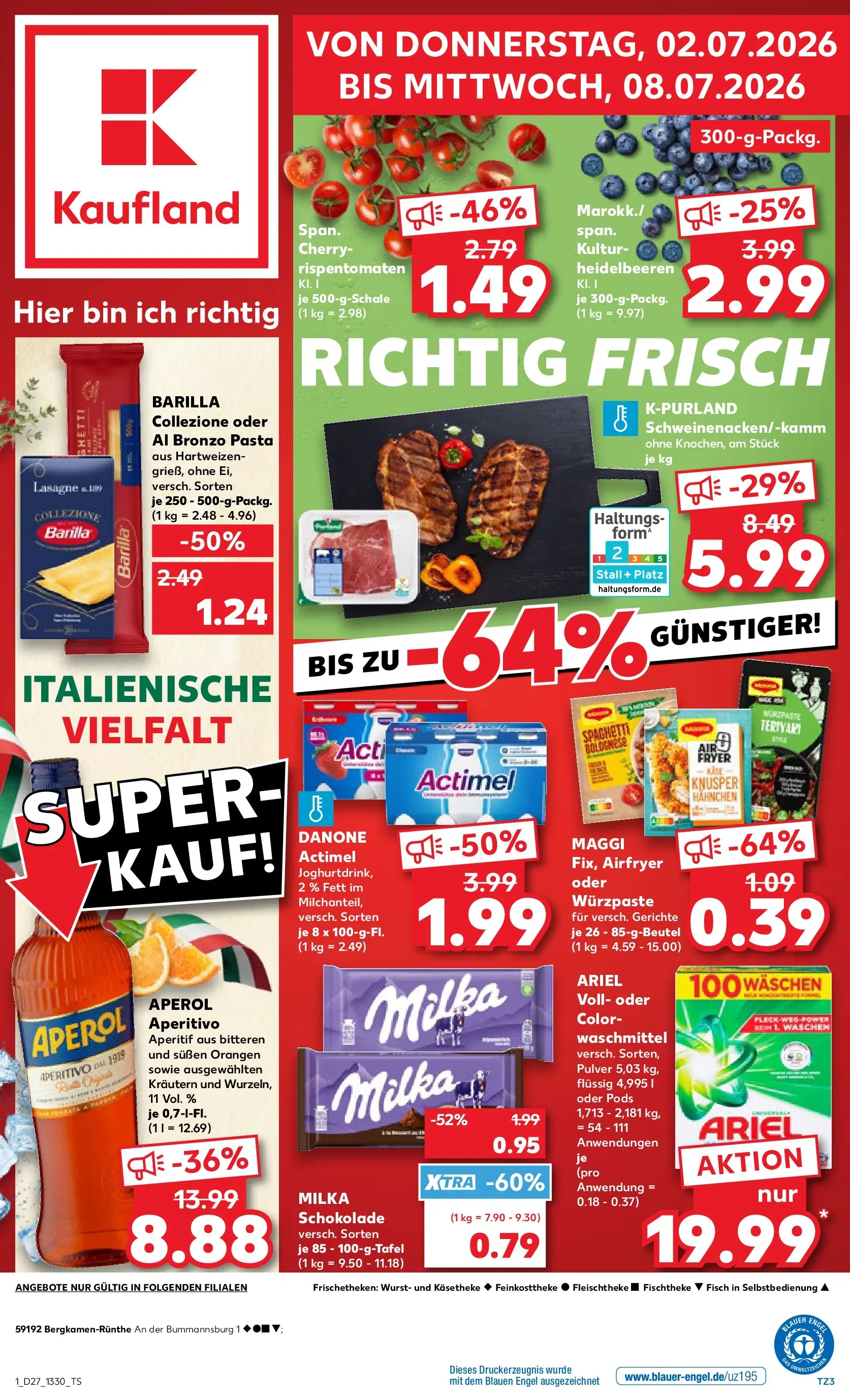 Prospekt Kaufland ab 29.06.2026 » Angebote Online zum Blättern | Seite: 12 | Produkte: Hahnchen, Barilla, Pasta, Aperol