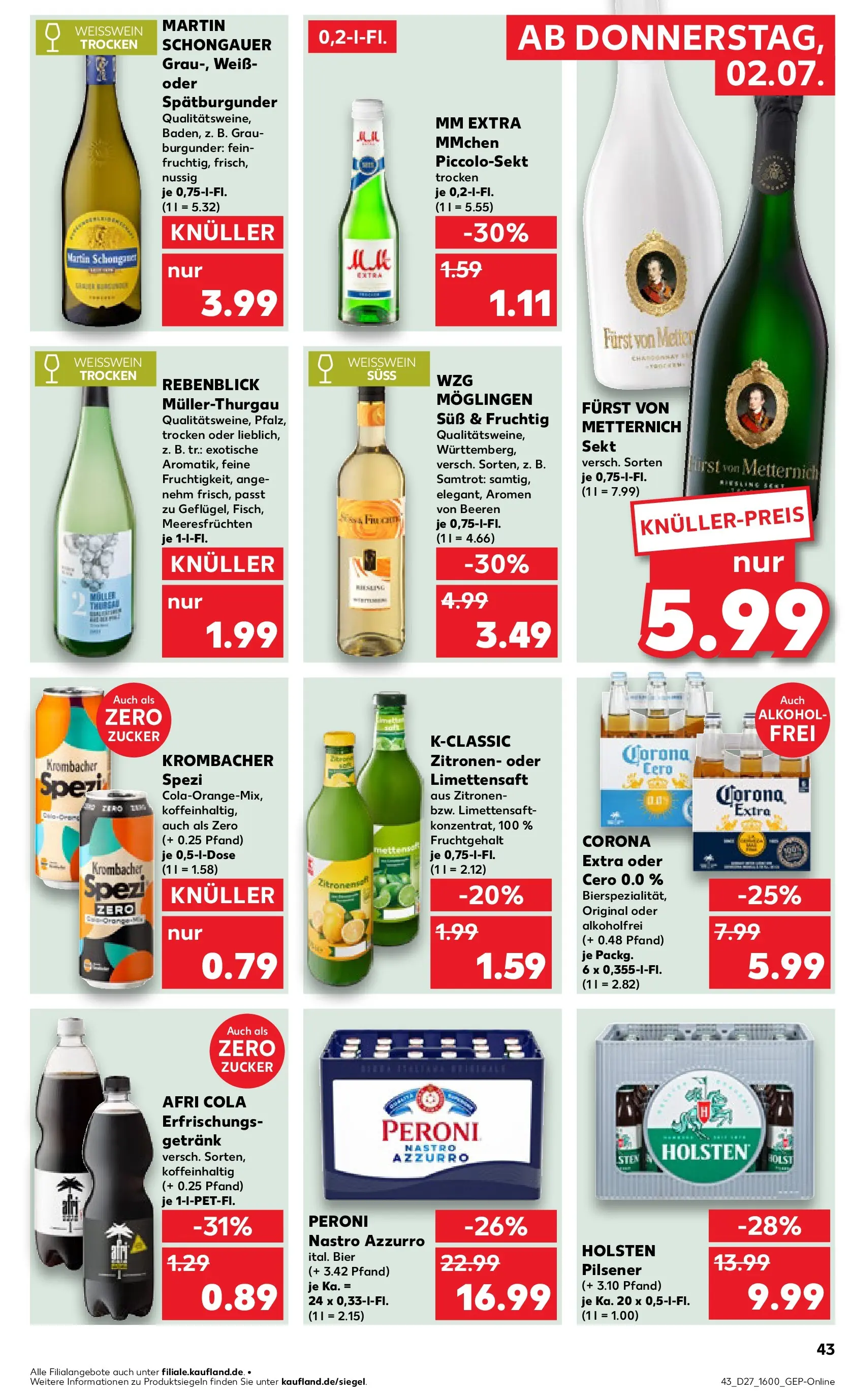 Prospekt Kaufland ab 29.06.2026 » Angebote Online zum Blättern | Seite: 54 | Produkte: Cola, Bier, Weißwein, Holsten