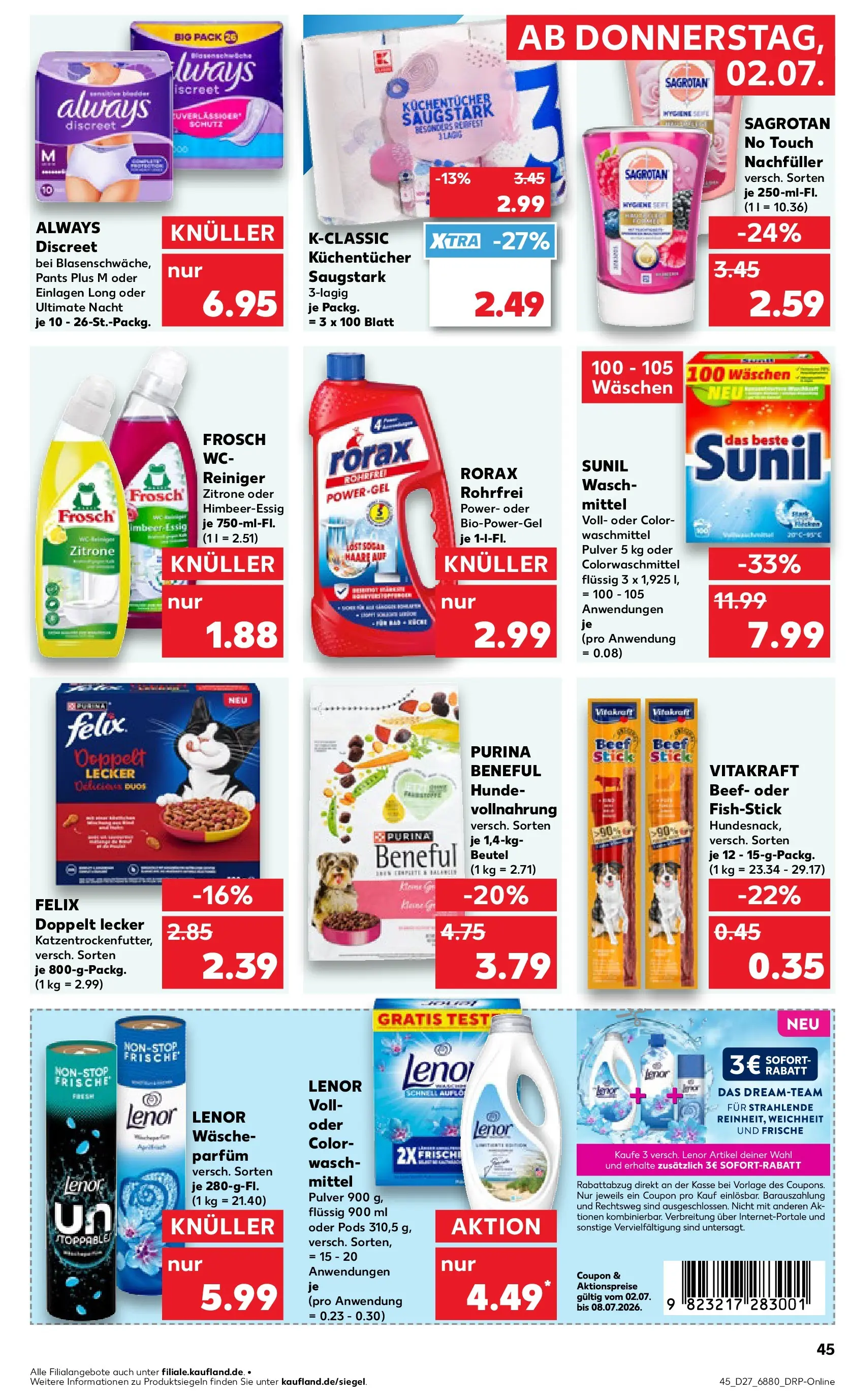 Prospekt Kaufland ab 29.06.2026 » Angebote Online zum Blättern | Seite: 58 | Produkte: Lenor, Essig, Waschmittel, Zitrone