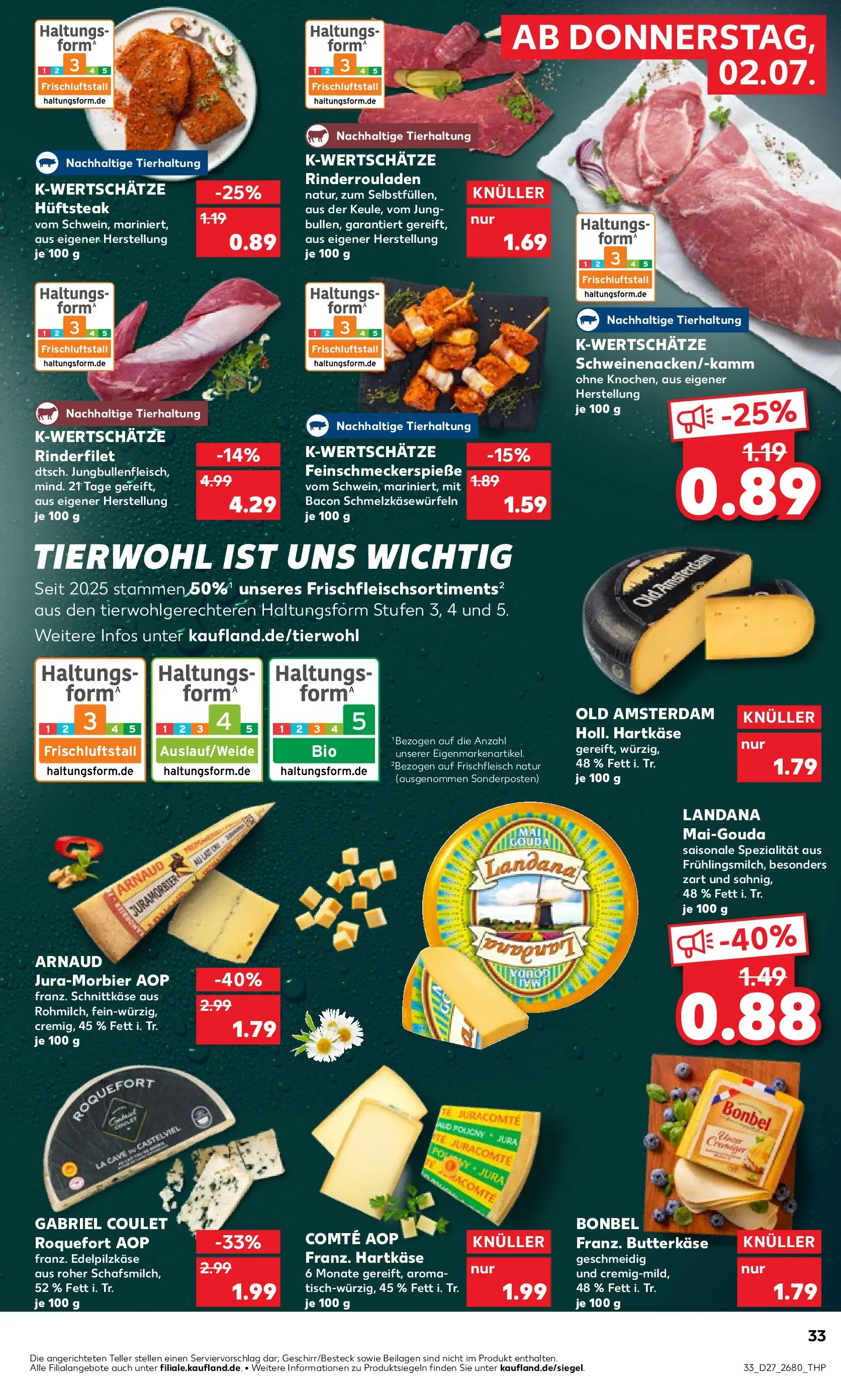 Prospekt Kaufland ab 29.06.2026 » Angebote Online zum Blättern | Seite: 44 | Produkte: Rinderrouladen, Rinderfilet, Gouda