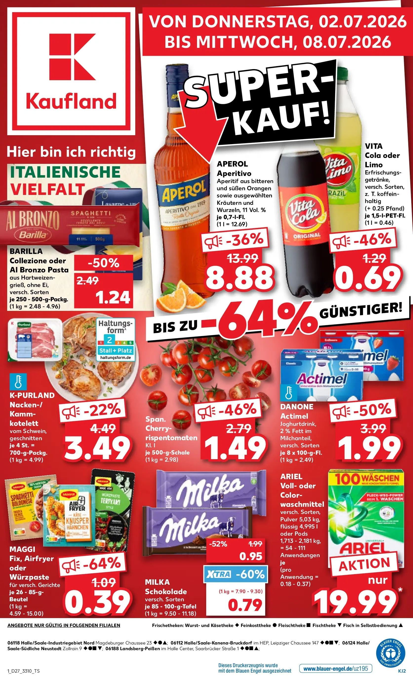 Prospekt Kaufland ab 02.07.2026 ยป Angebote und Werbung Online | Seite: 1 | Produkte: Milka, Fisch, Vita cola, Aperol Prospekt Kaufland ab 02.07.2026 ยป Angebote Online zum Blรคttern | Seite: 1 | Produkte: Milka, Fisch, Vita cola, Aperol