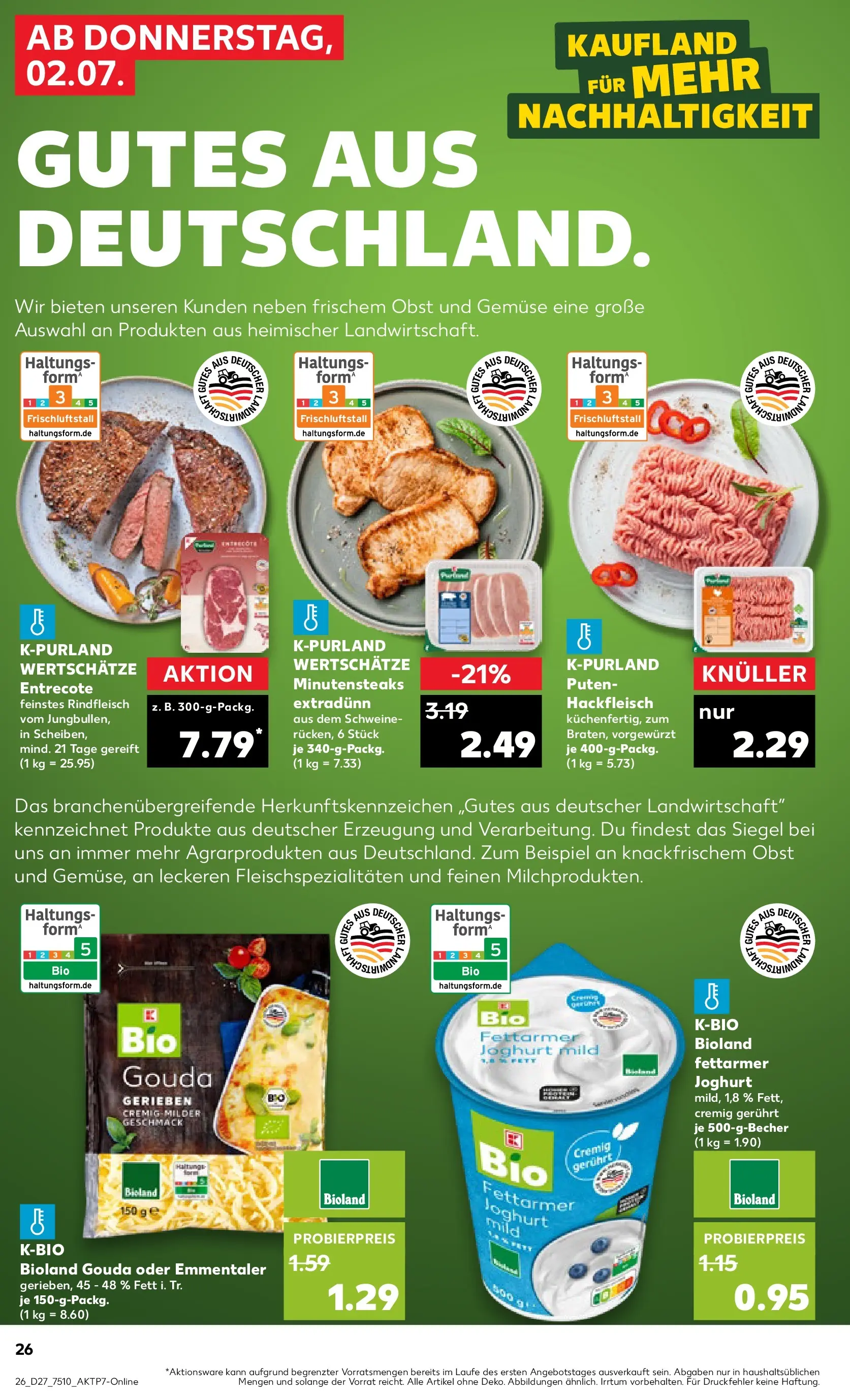 Prospekt Kaufland ab 29.06.2026 » Angebote Online zum Blättern | Seite: 37 | Produkte: Joghurt, Gouda, Entrecote, Rindfleisch