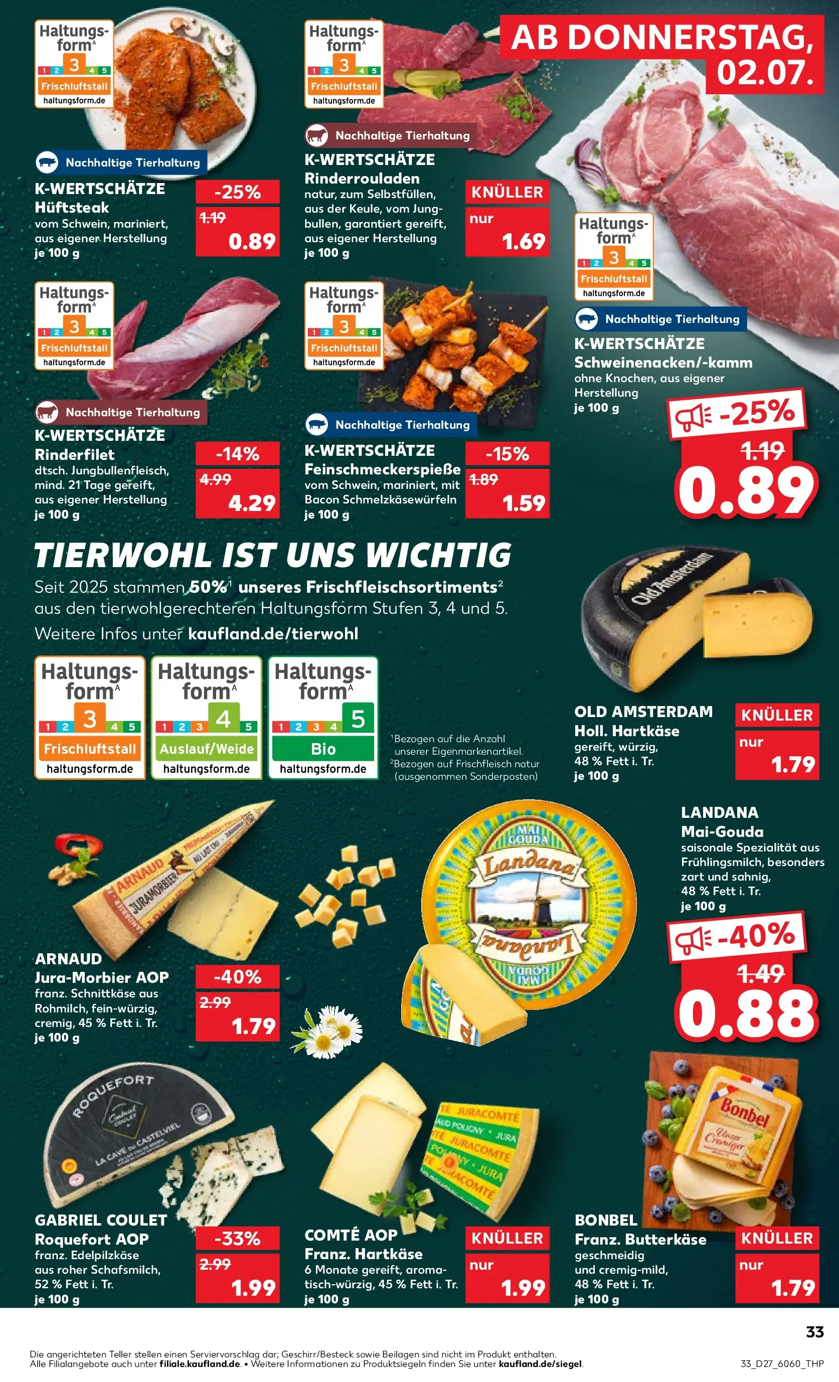 Prospekt Kaufland ab 29.06.2026 » Angebote Online zum Blättern | Seite: 44 | Produkte: Rinderrouladen, Rinderfilet, Gouda