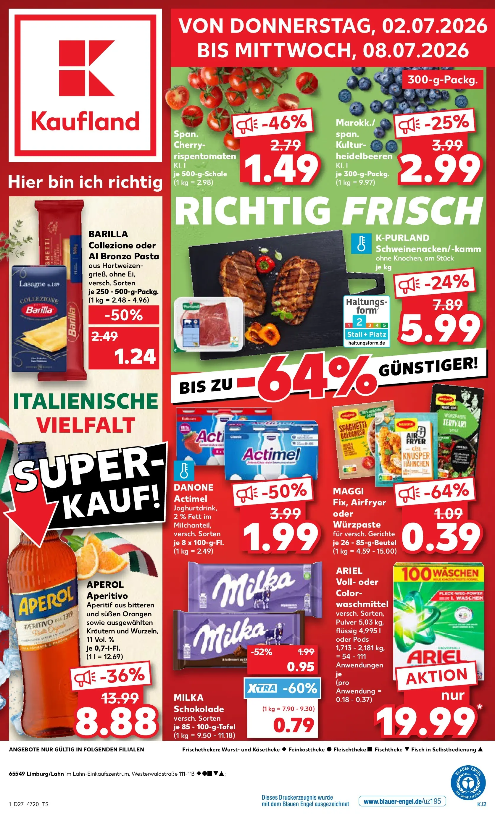 Prospekt Kaufland ab 29.06.2026 » Angebote Online zum Blättern | Seite: 12 | Produkte: Ariel, Barilla, Orangen, Milka