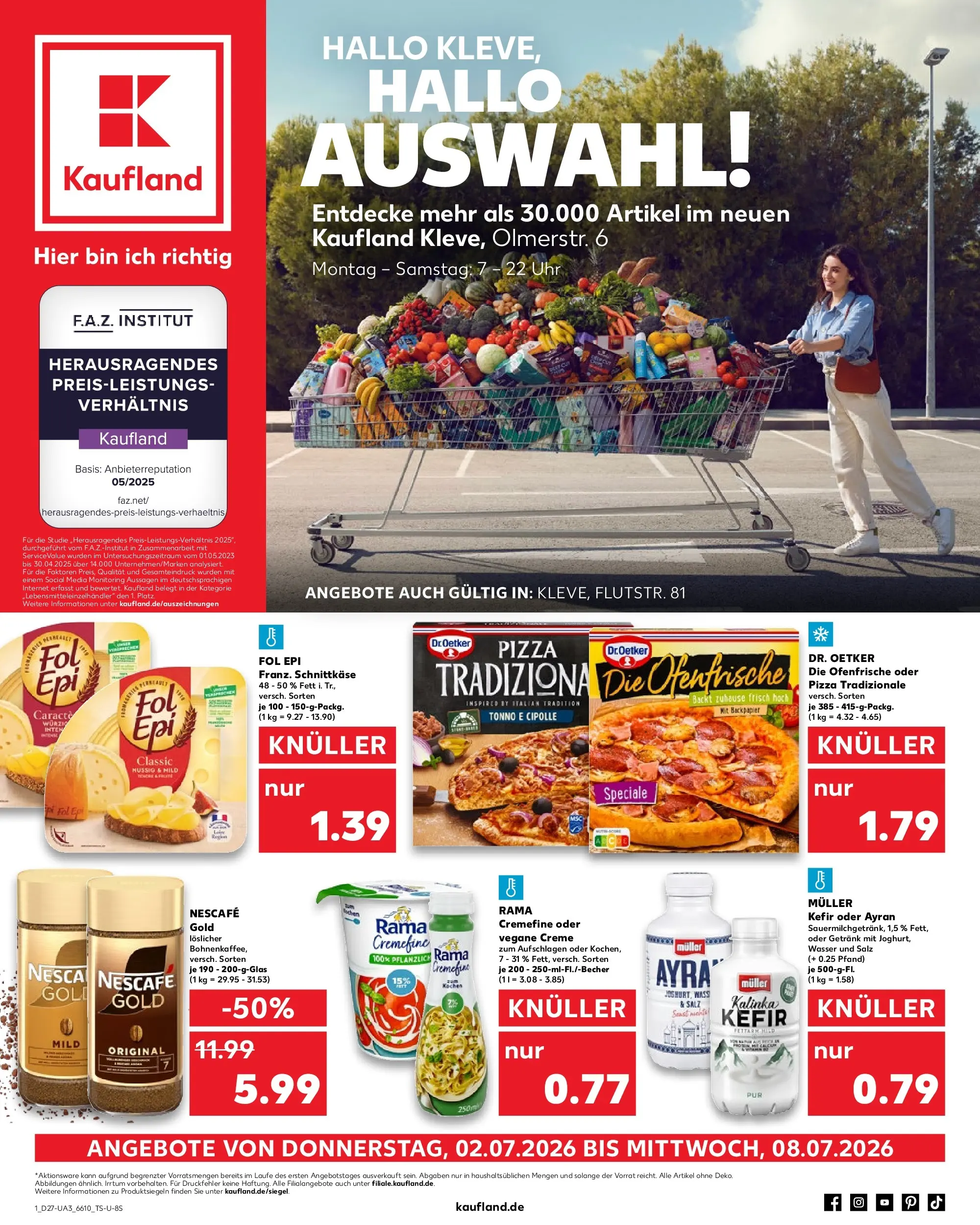 Prospekt Kaufland ab 02.07.2026 » Angebote Online zum Blättern | Seite: 1 | Produkte: Nescafe, Wasser, Salz, Pizza