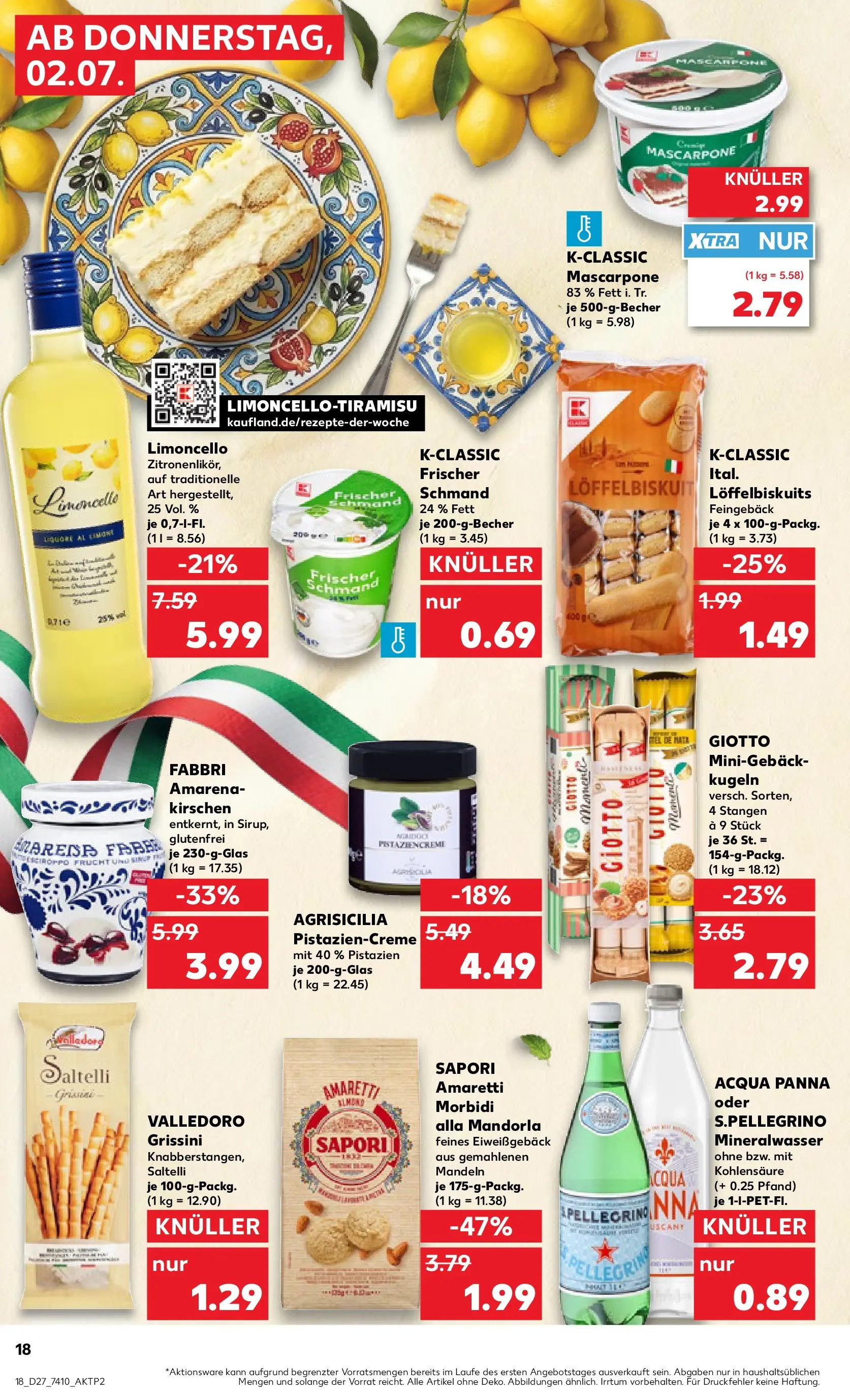 Prospekt Kaufland ab 29.06.2026 » Angebote Online zum Blättern | Seite: 29 | Produkte: Mascarpone, Mineralwasser, Kirschen, Limoncello