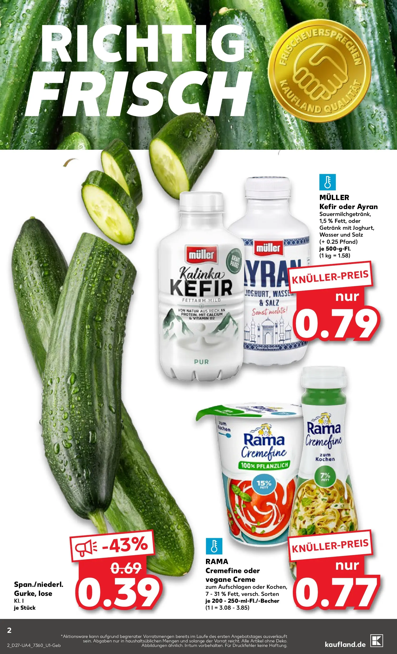 Prospekt Kaufland ab 02.07.2026 » Angebote Online zum Blättern | Seite: 2 | Produkte: Kefir, Rama, Wasser, Salz