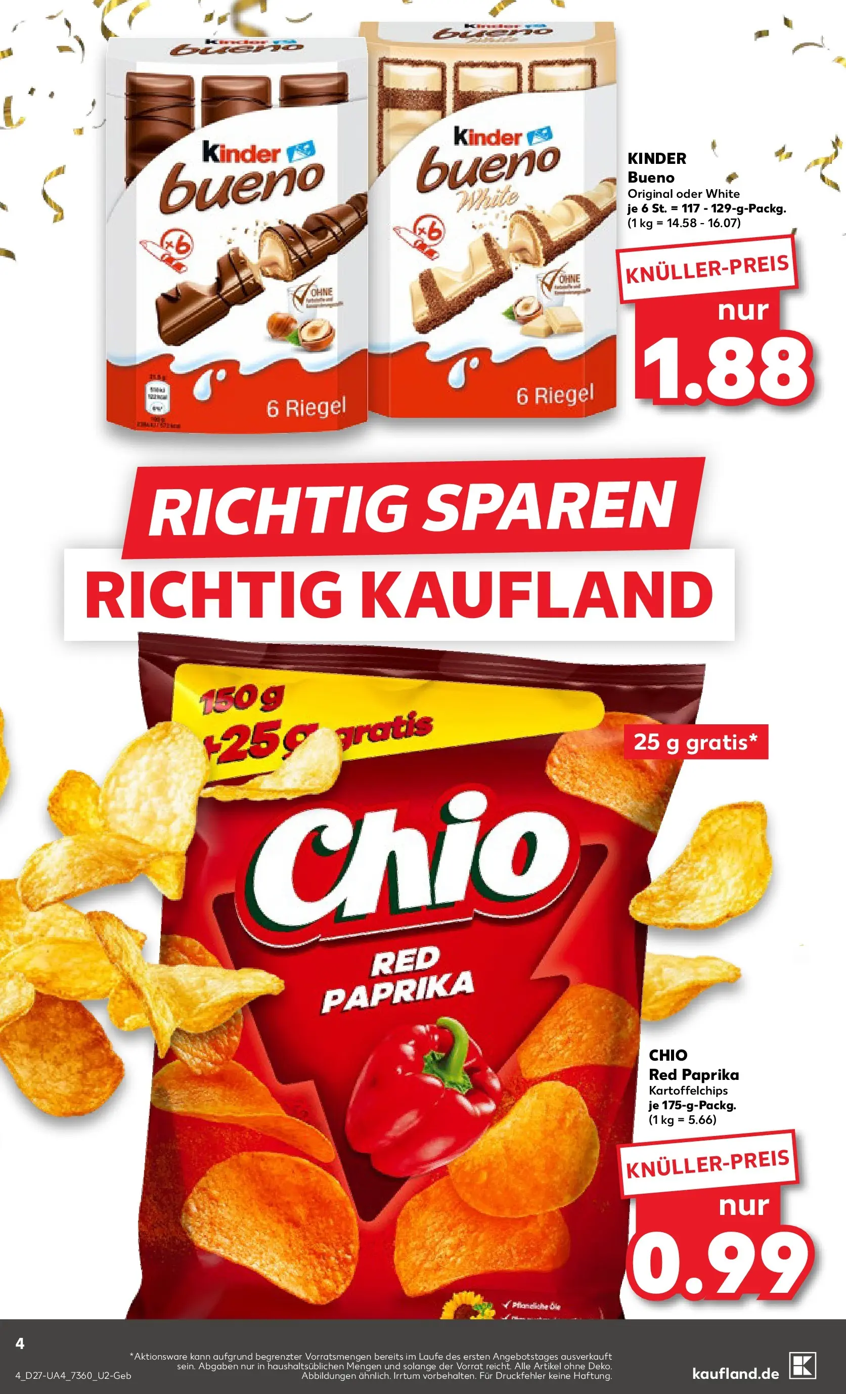 Prospekt Kaufland ab 02.07.2026 » Angebote Online zum Blättern | Seite: 4 | Produkte: Kinder bueno, Paprika