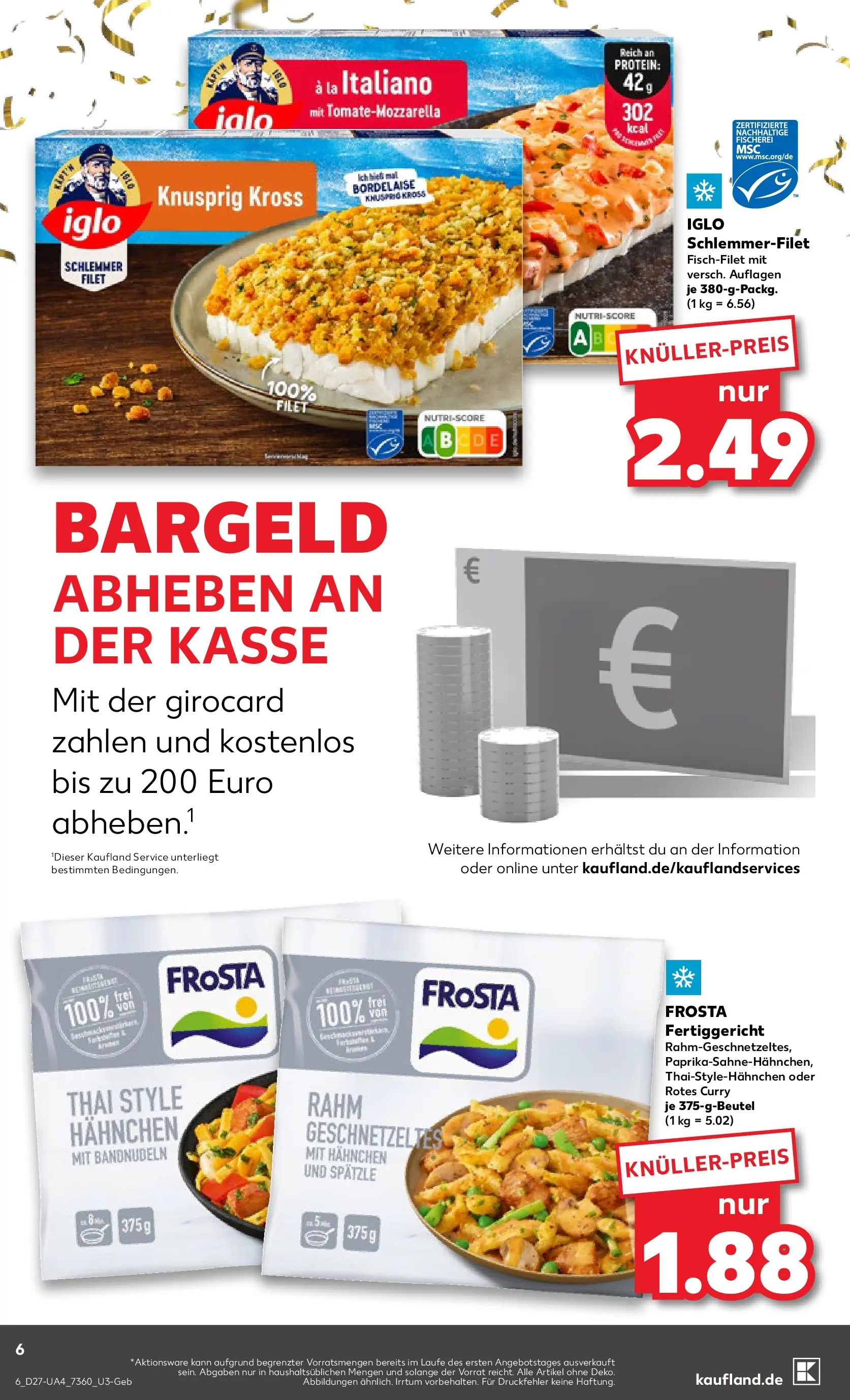 Prospekt Kaufland ab 02.07.2026 » Angebote Online zum Blättern | Seite: 6 | Produkte: Hahnchen, Iglo, Frosta, Iglo schlemmerfilet