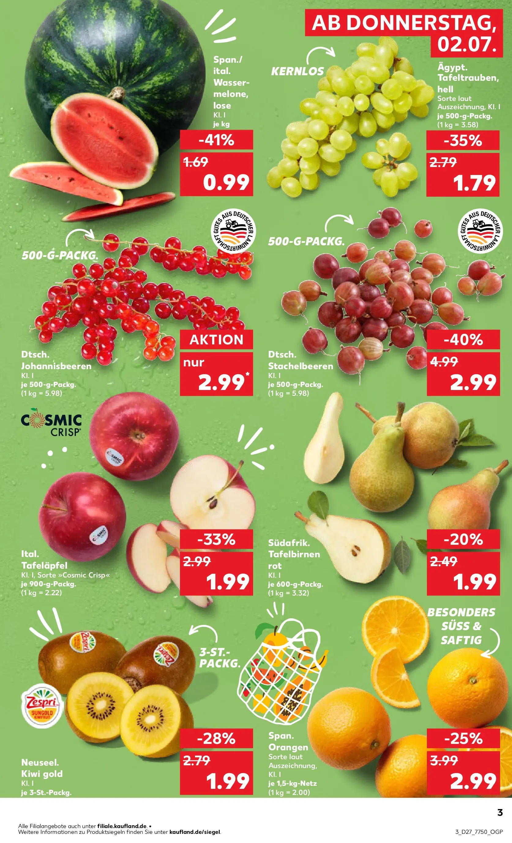 Prospekt Kaufland ab 29.06.2026 » Angebote Online zum Blättern | Seite: 14 | Produkte: Orangen, Wasser, Kiwi
