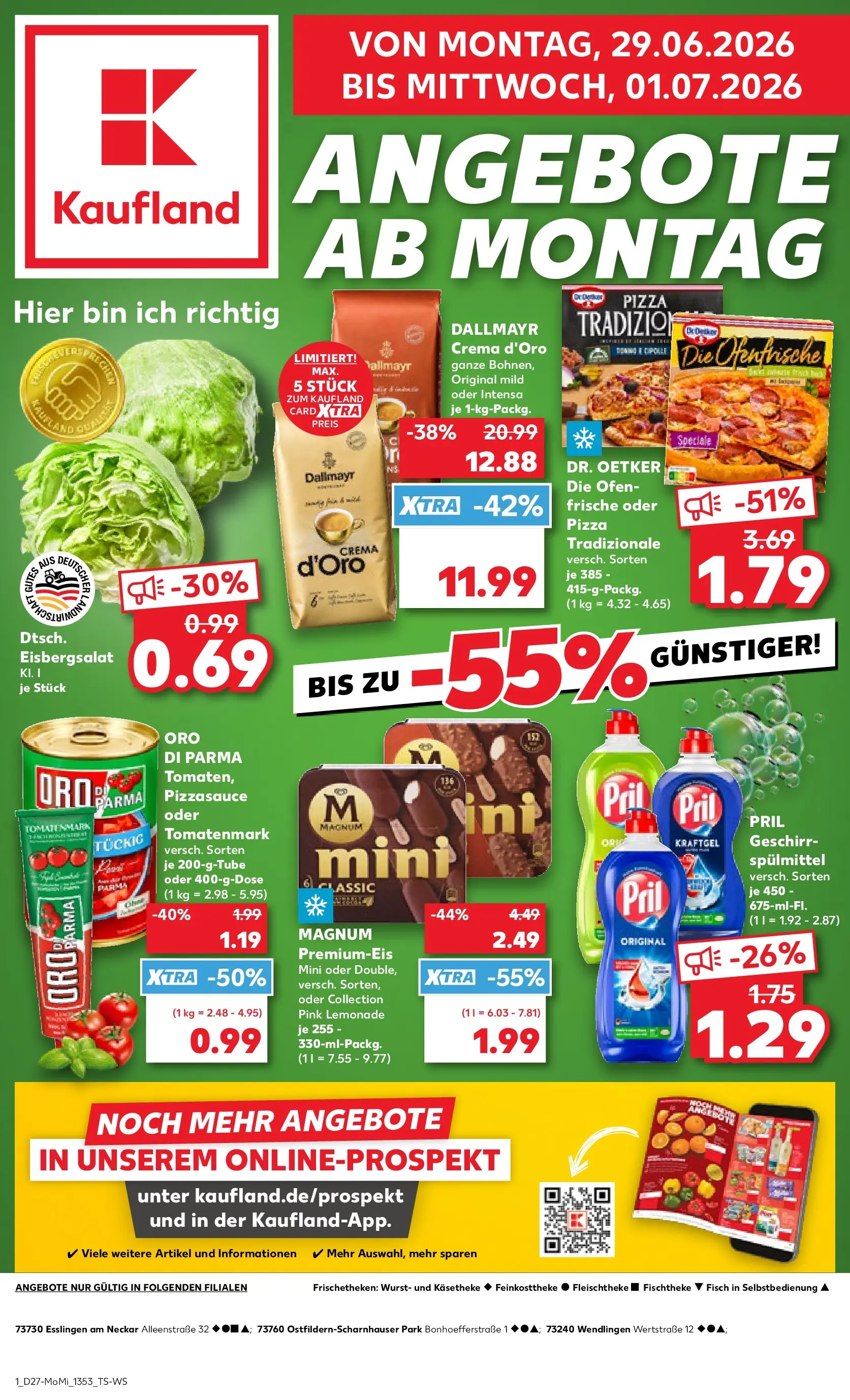 Prospekt Kaufland ab 29.06.2026 » Angebote Online zum Blättern | Seite: 1 | Produkte: Ofen, Fisch, Dallmayr, Wurst