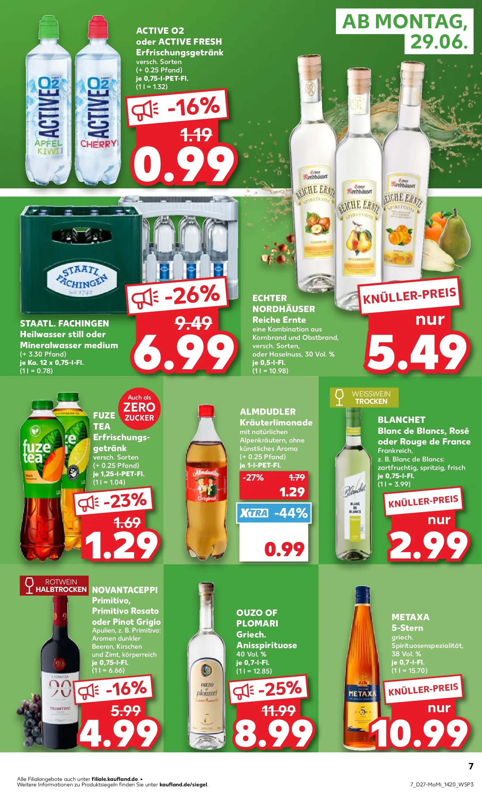 Prospekt Kaufland ab 29.06.2026 » Angebote Online zum Blättern | Seite: 7 | Produkte: Rotwein, Mineralwasser, Kirschen, Zucker