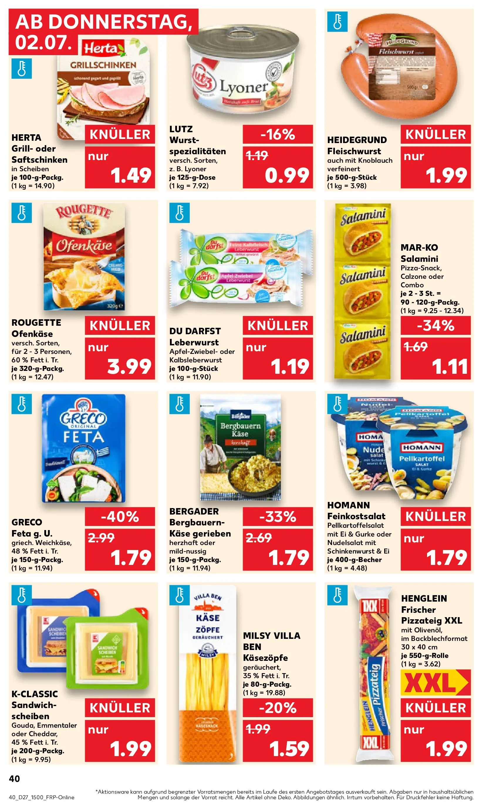 Prospekt Kaufland ab 29.06.2026 » Angebote Online zum Blättern | Seite: 51 | Produkte: Herta fleischwurst, Käse, Wurst, Knoblauch
