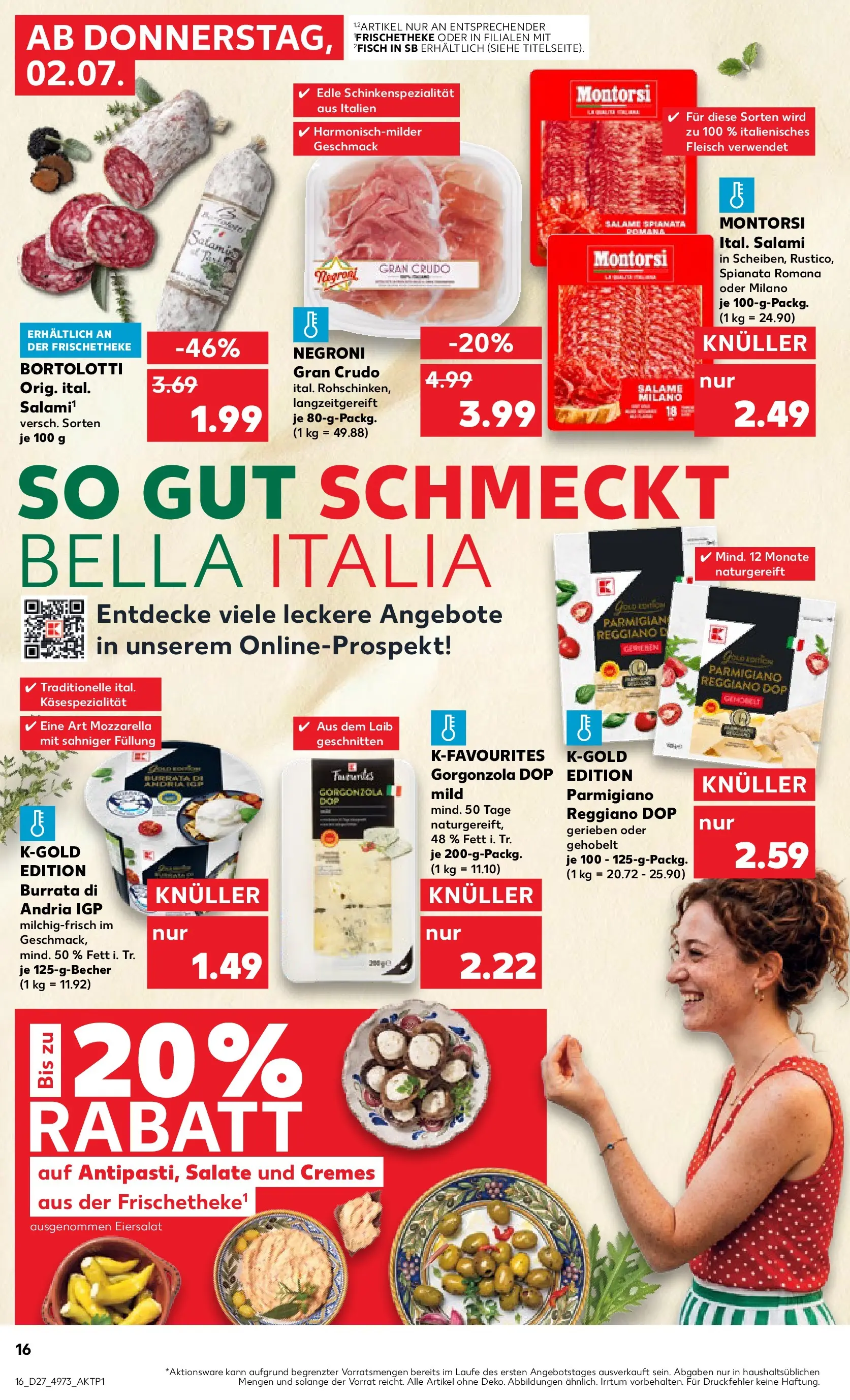 Prospekt Kaufland ab 29.06.2026 » Angebote Online zum Blättern | Seite: 27 | Produkte: Mozzarella, Burrata, Salami, Fleisch