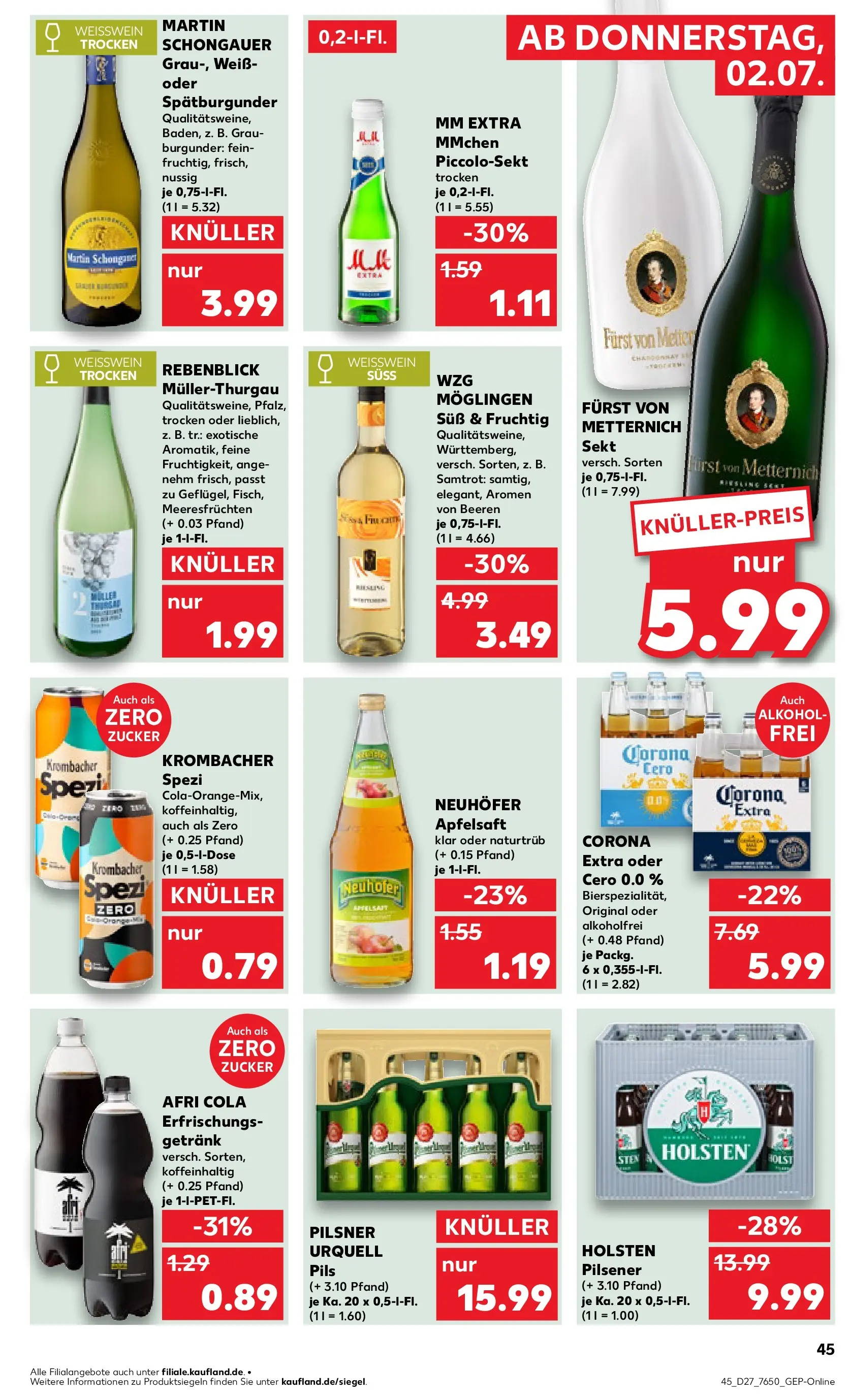 Prospekt Kaufland ab 29.06.2026 » Angebote Online zum Blättern | Seite: 54 | Produkte: Cola, Holsten, Apfelsaft, Krombacher