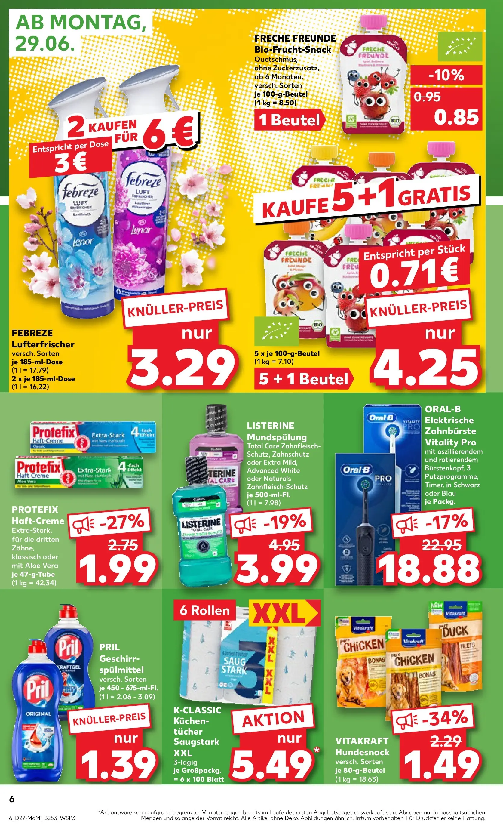 Prospekt Kaufland ab 29.06.2026 » Angebote Online zum Blättern | Seite: 6 | Produkte: Lenor, Zahnbürste, Pril, Kuchen