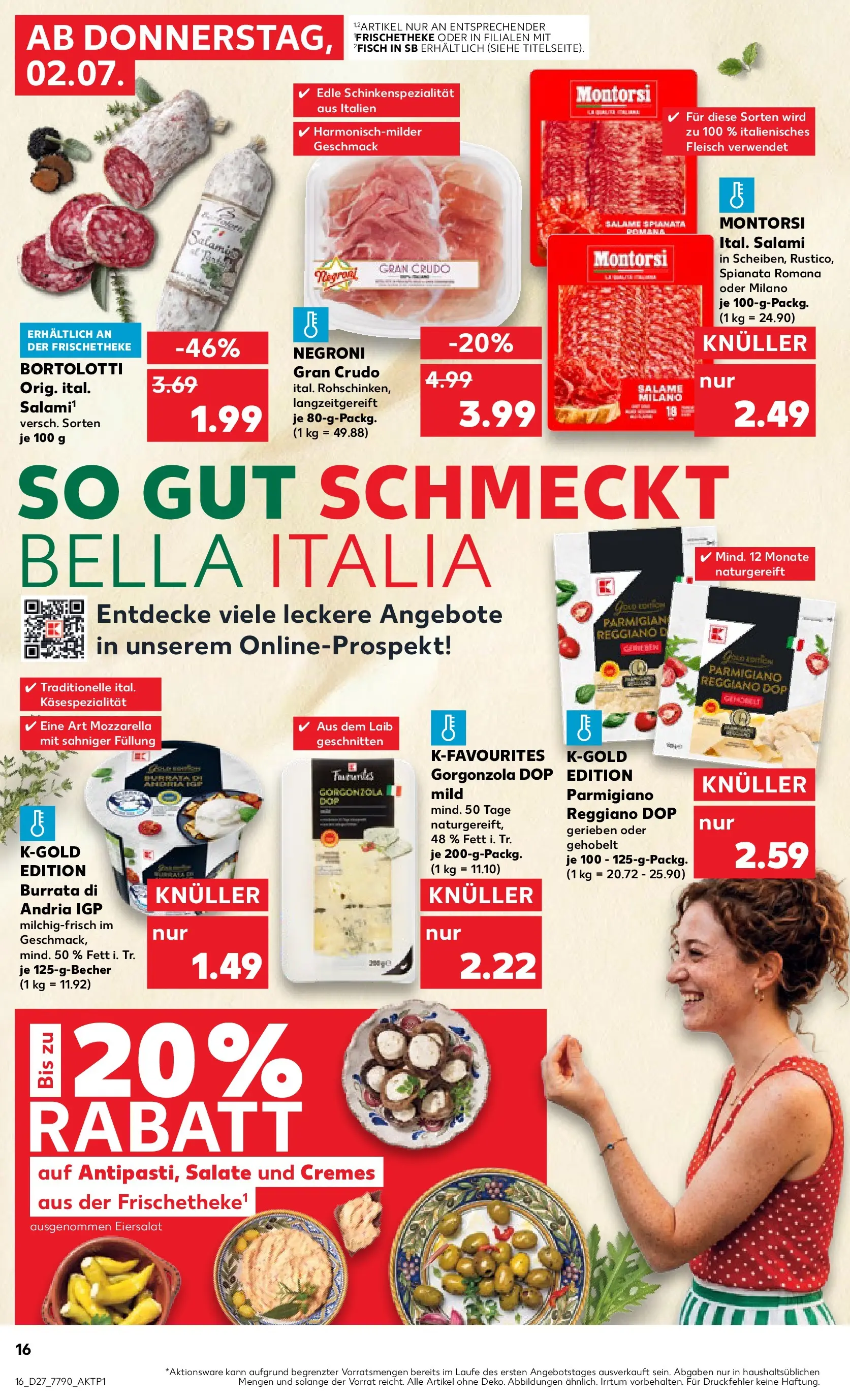 Prospekt Kaufland ab 29.06.2026 » Angebote Online zum Blättern | Seite: 27 | Produkte: Mozzarella, Burrata, Salami, Fleisch