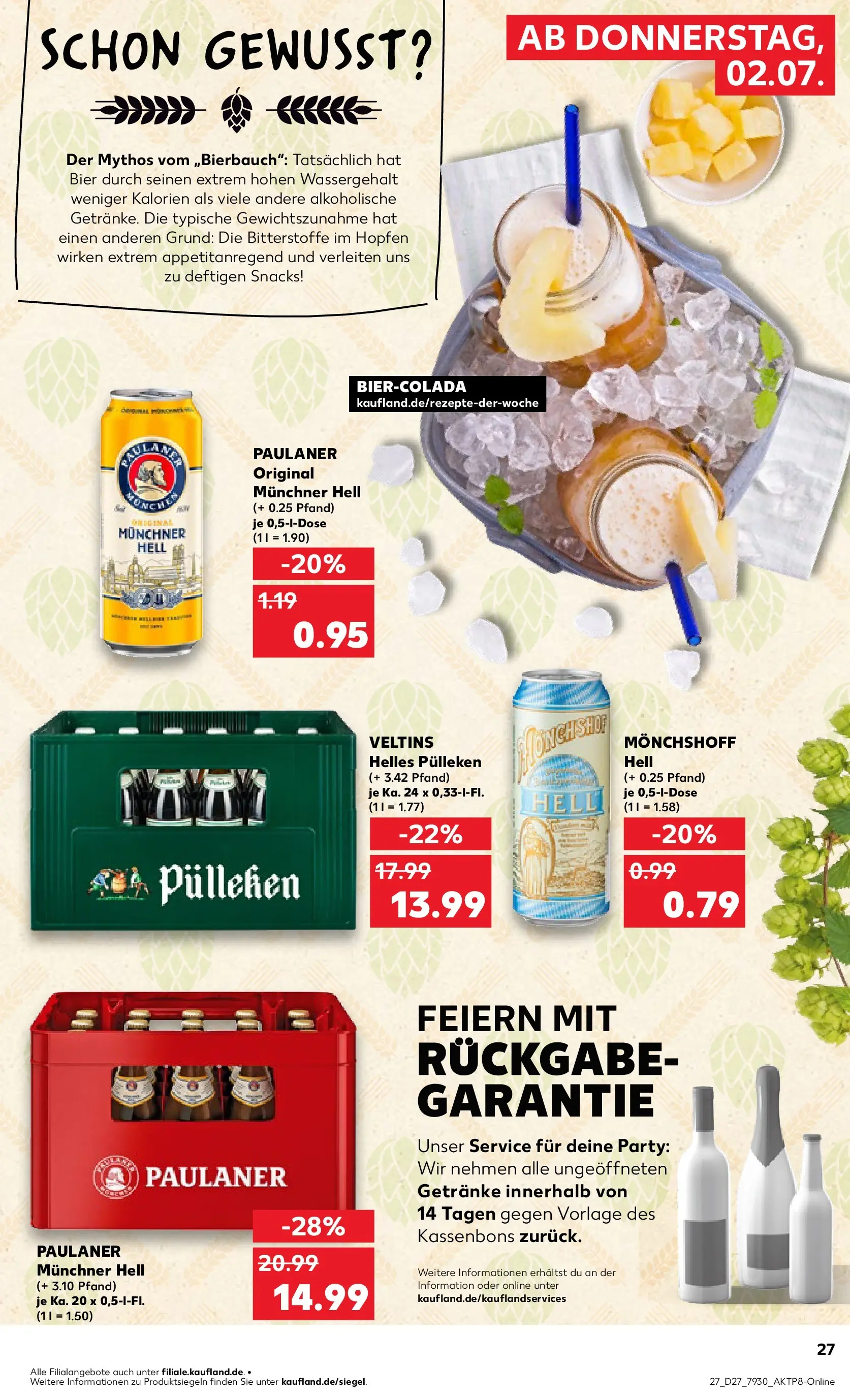 Prospekt Kaufland ab 29.06.2026 » Angebote Online zum Blättern | Seite: 38 | Produkte: Helles pulleken, Bier, Paulaner, Veltins