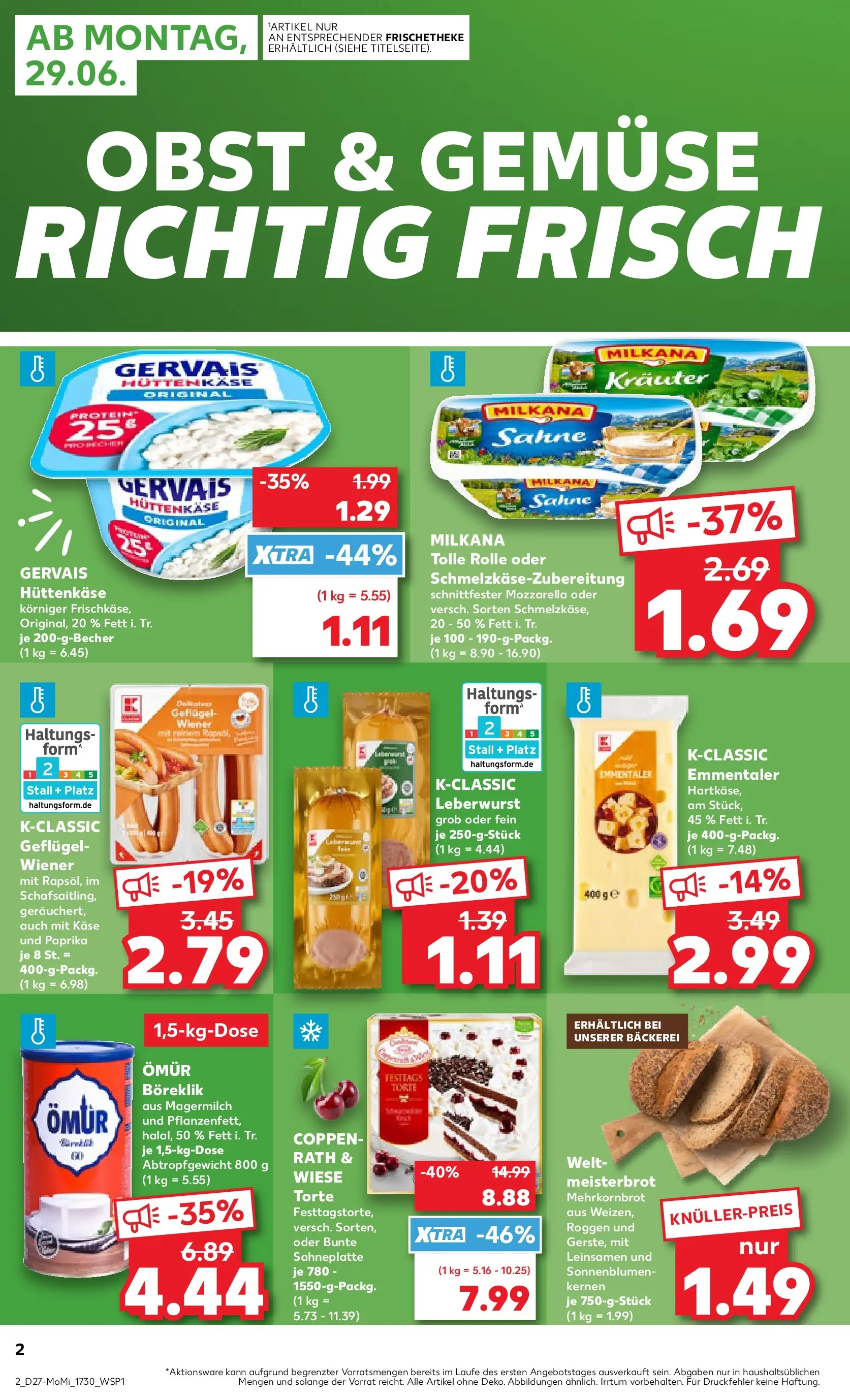 Prospekt Kaufland ab 29.06.2026 » Angebote Online zum Blättern | Seite: 2 | Produkte: Bäckerei, Milkana, Gemüse, Paprika