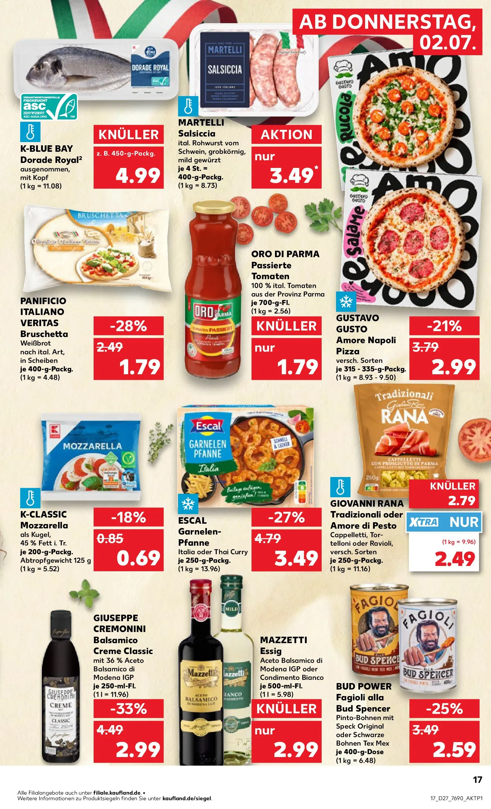 Prospekt Kaufland ab 29.06.2026 » Angebote Online zum Blättern | Seite: 28 | Produkte: Dorade, Balsamico, Rucola, Garnelen