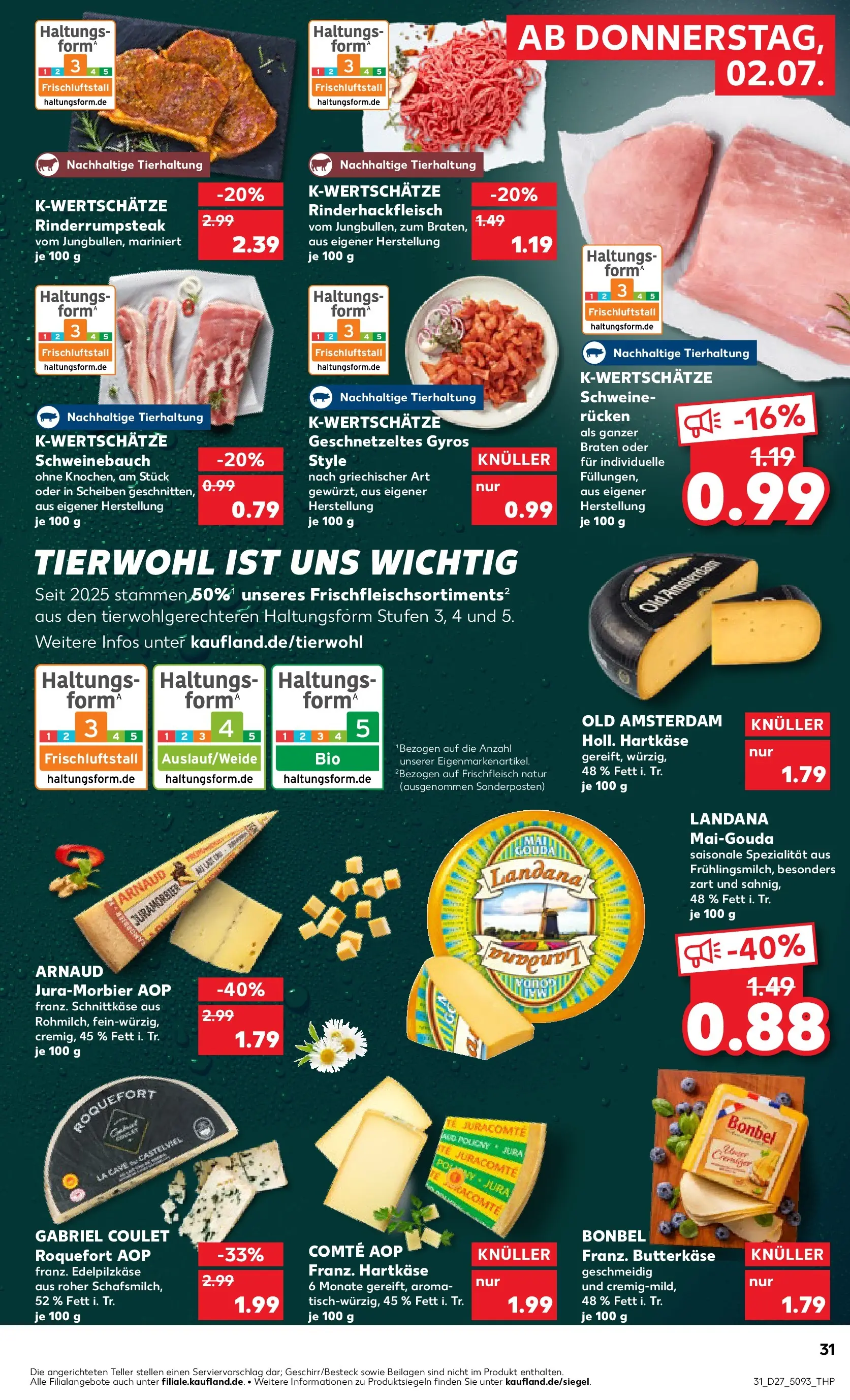 Prospekt Kaufland ab 29.06.2026 » Angebote Online zum Blättern | Seite: 42 | Produkte: Schweinebauch, Gouda, Gyros