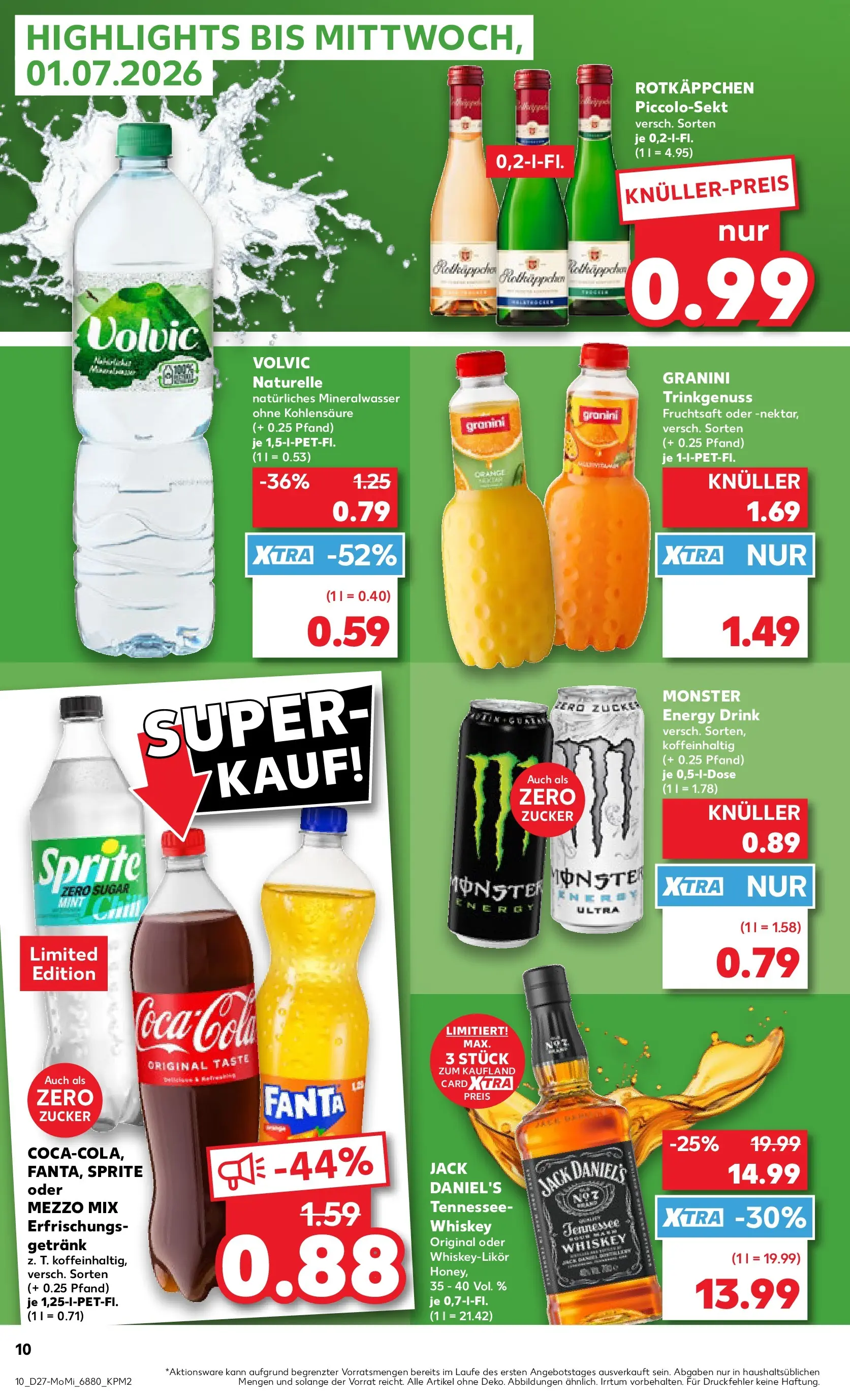 Prospekt Kaufland ab 29.06.2026 » Angebote Online zum Blättern | Seite: 10 | Produkte: Mezzo mix, Fanta, Mineralwasser, Zucker