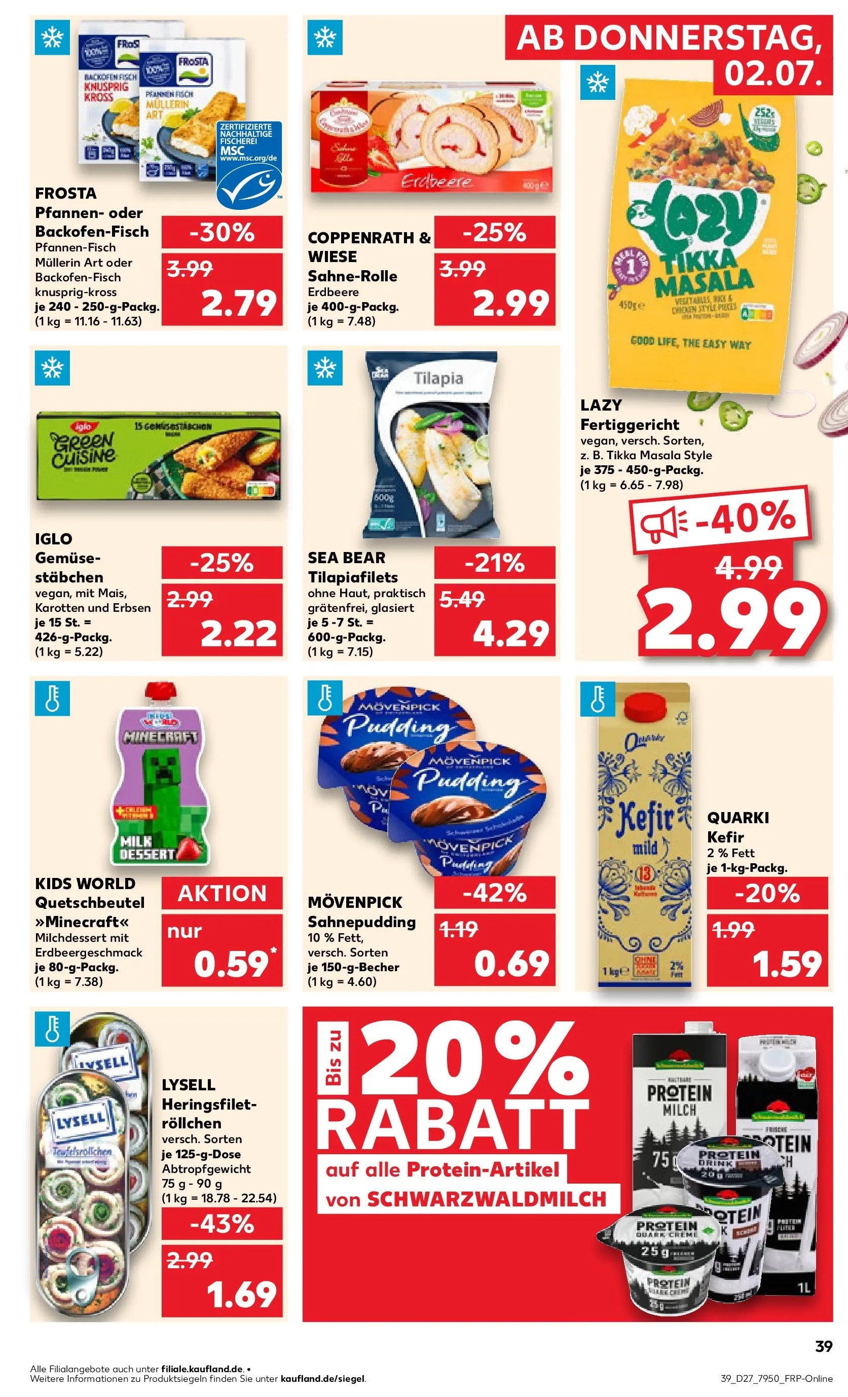 Prospekt Kaufland ab 29.06.2026 » Angebote Online zum Blättern | Seite: 50 | Produkte: Kefir, Quark, Frosta, Fisch