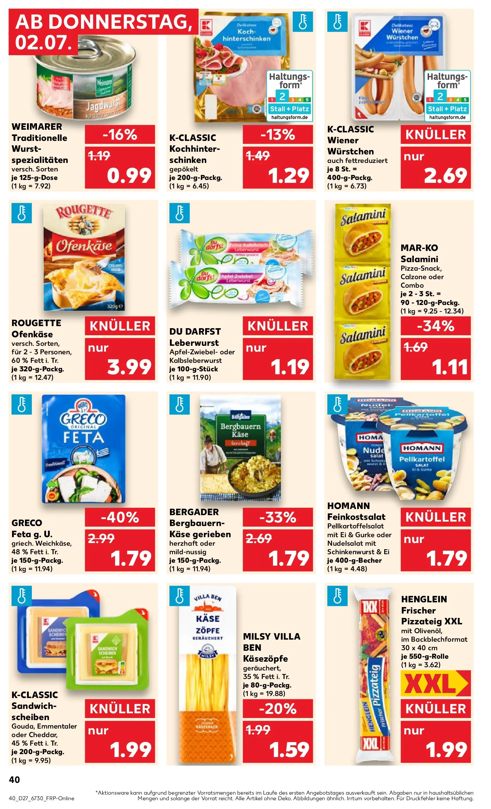 Prospekt Kaufland ab 29.06.2026 » Angebote Online zum Blättern | Seite: 49 | Produkte: Wiener wurstchen, Feta, Wurst, Schinken