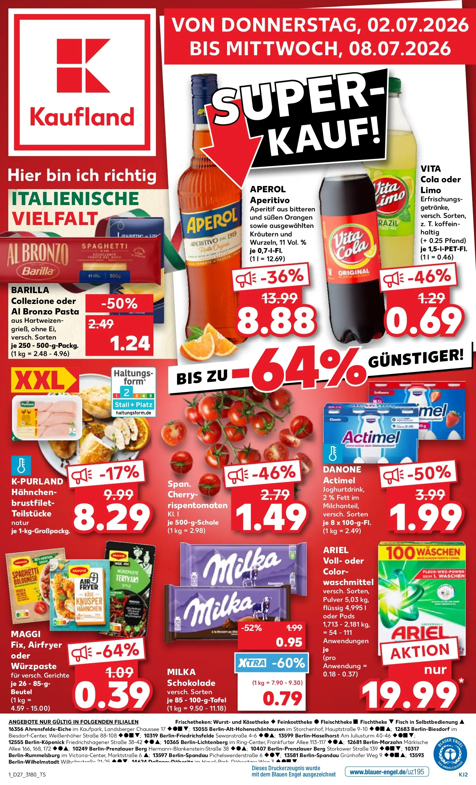 Prospekt Kaufland ab 29.06.2026 » Angebote Online zum Blättern | Seite: 12 | Produkte: Actimel, Orangen, Fisch, Pasta