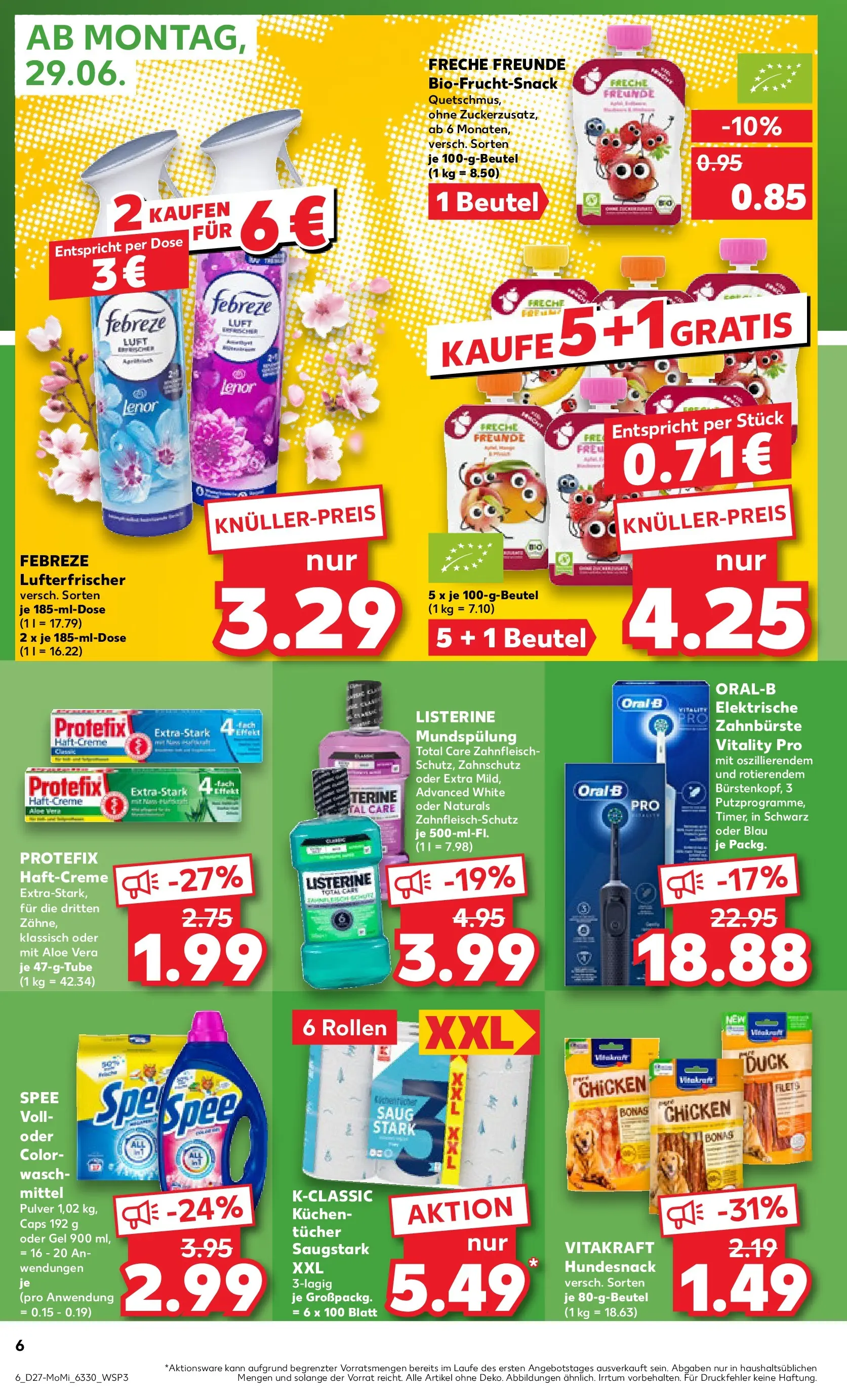 Prospekt Kaufland ab 29.06.2026 » Angebote Online zum Blättern | Seite: 6 | Produkte: Lenor, Zahnbürste, Kuchen, Listerine