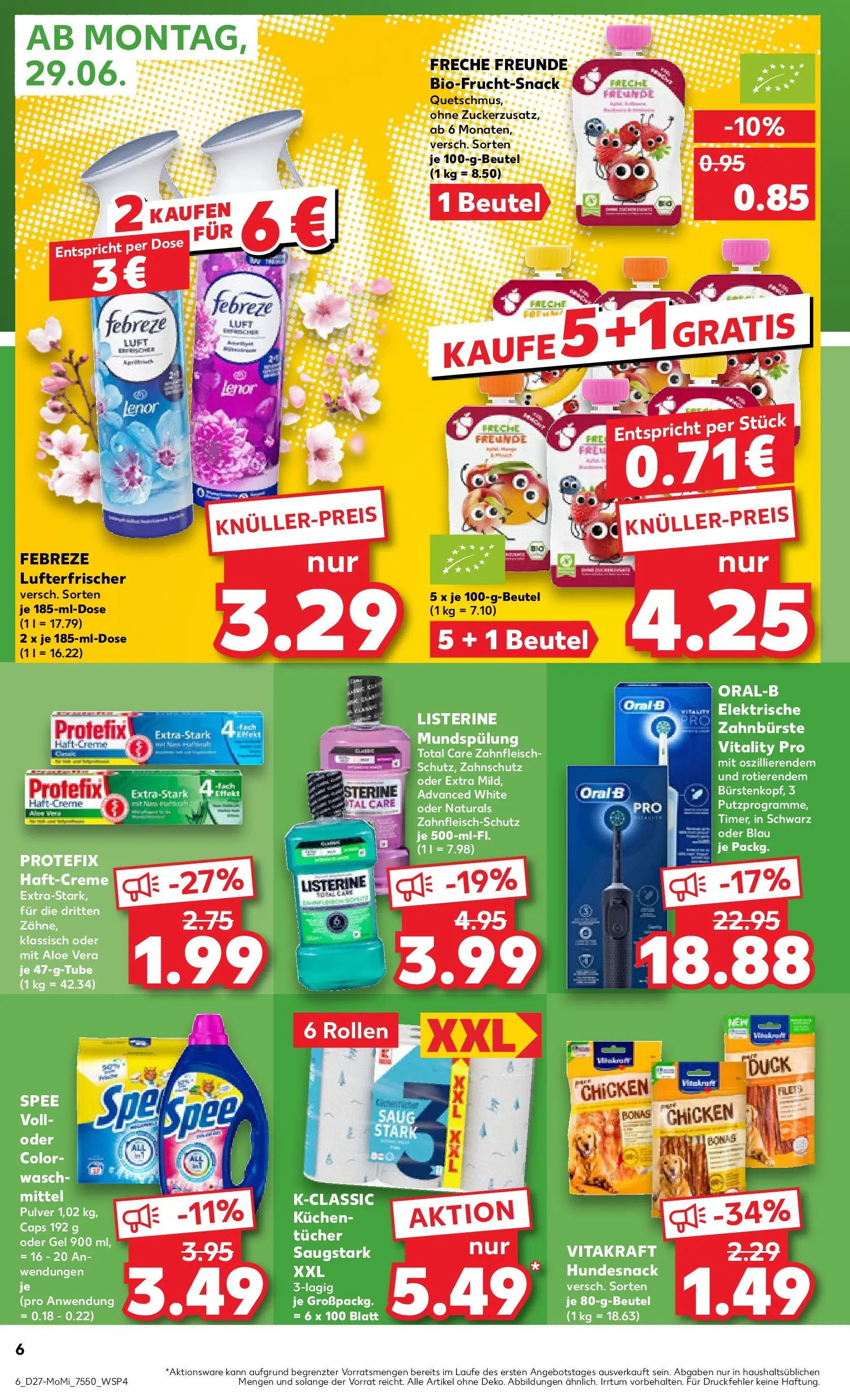 Prospekt Kaufland ab 29.06.2026 » Angebote Online zum Blättern | Seite: 6 | Produkte: Zahnbürste, Spee, Kuchen, Listerine